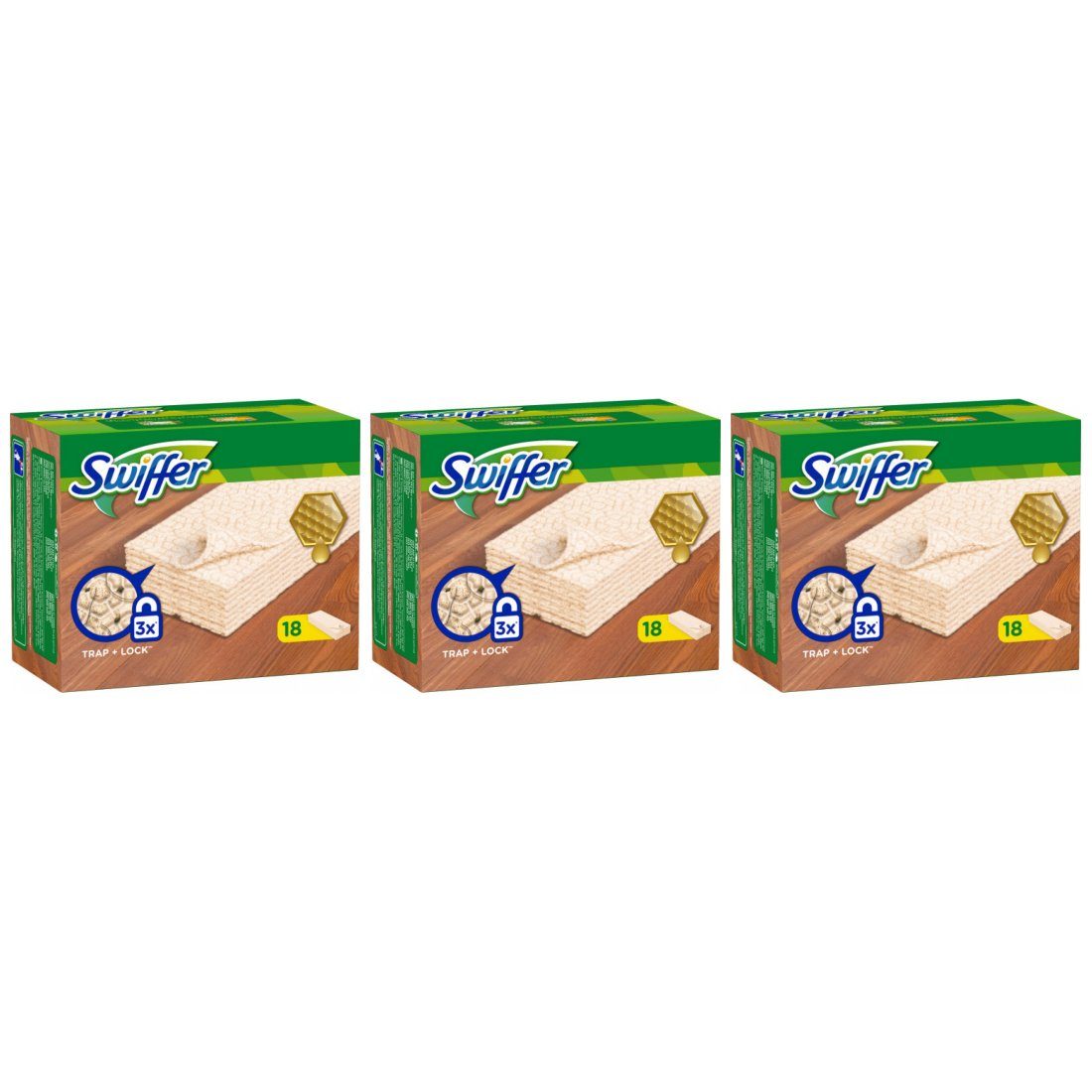 Swiffer Parkett 3 x Swiffer Parkett Tuch Nachfüller 18er