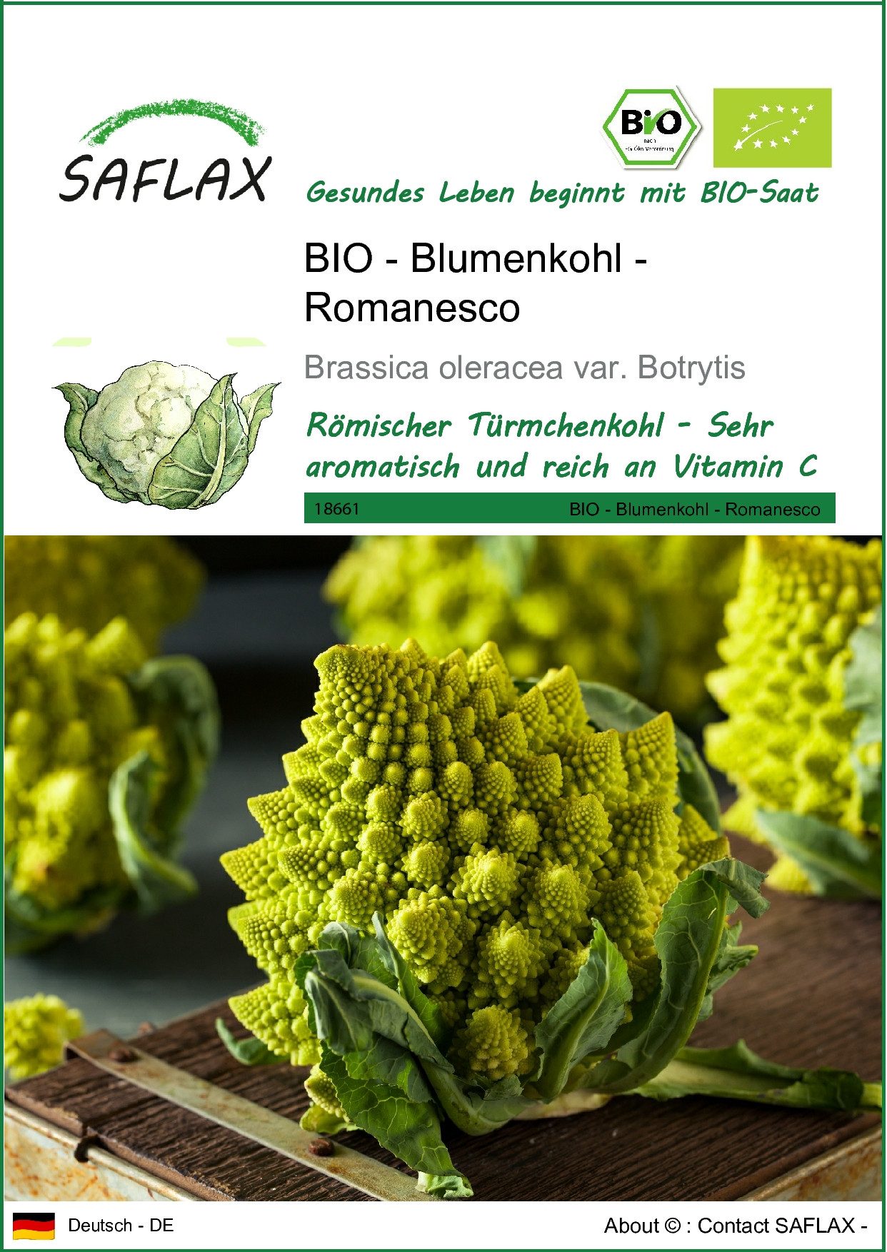 Gemüsesamen SAFLAX - Samen - BIO - Blumenkohl - Romanesco