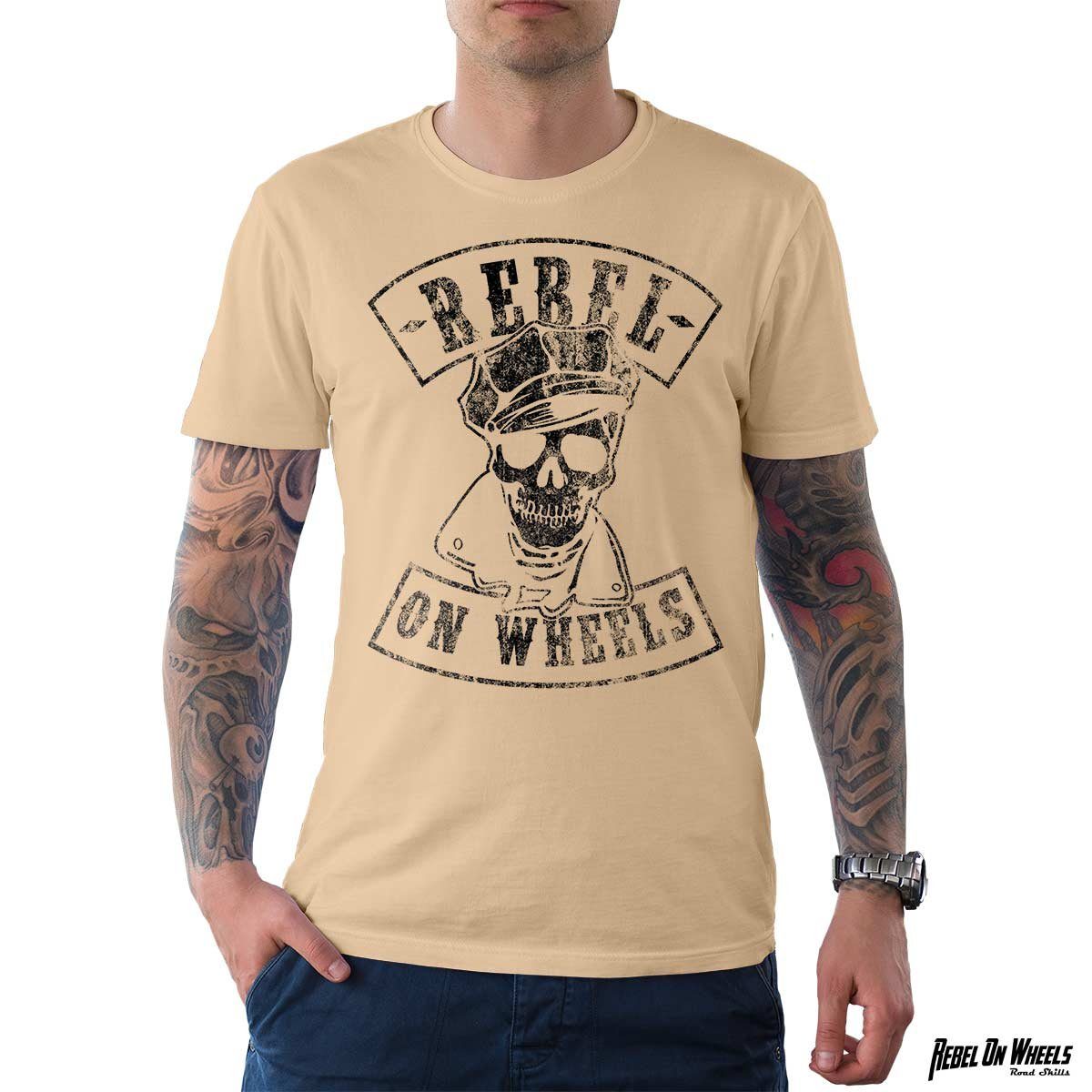 Rebel On Wheels T-Shirt Herren Tee The Rebel (1-tlg) aus reiner Baumwolle, mit Frontprint Cream