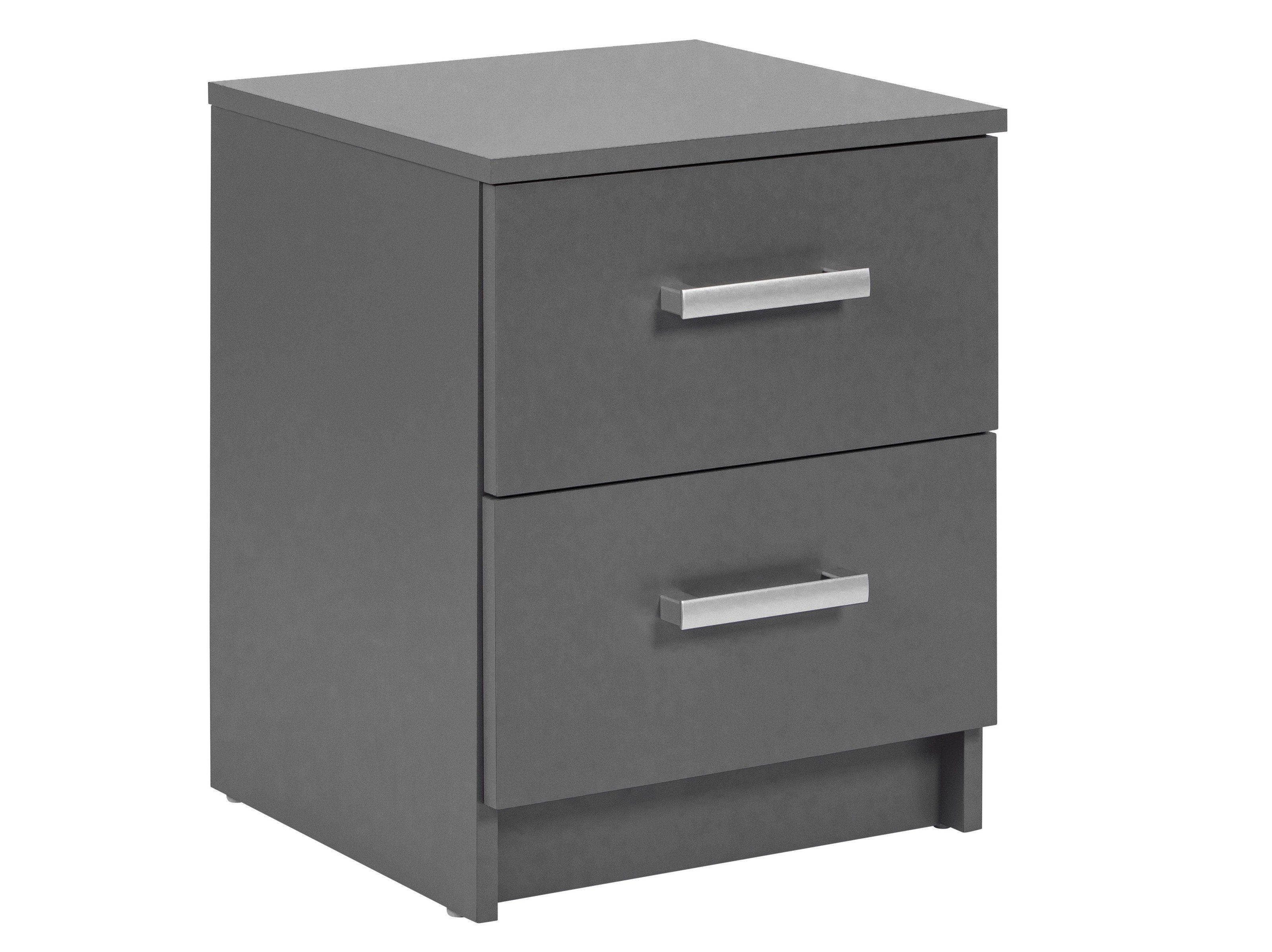 Inter Link Nachtkommode in Graphit grau mit 2 Schubladen (BxHxT: 41,2x50,8x40 cm)