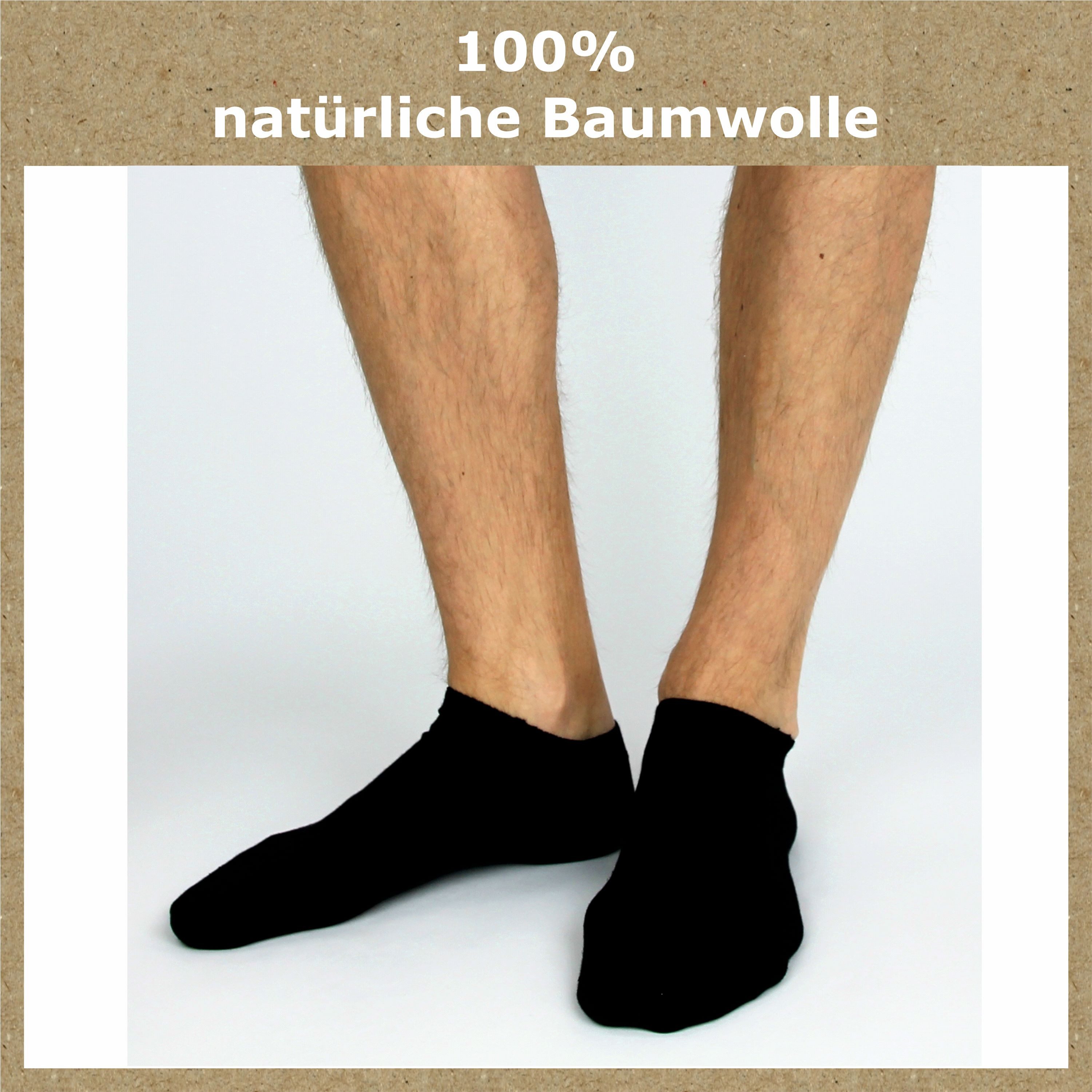 GAWILO Sneakersocken "Natur" für Damen & Herren aus 100% Baumwolle u.a. in weiß & schwarz (8 Paar) ohne drückende Naht über den Zehen - Spitze handgekettelt