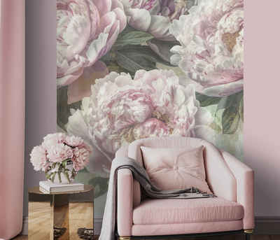 Newroom Vliestapete, [ 1,5 x 2,7 m ] großzügiges Motiv - kein wiederkehrendes Muster - Fototapete Wandbild Blumen Rosen Pfingstrosen Made in Germany