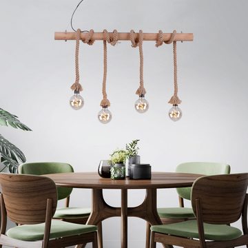 etc-shop LED Pendelleuchte, Leuchtmittel inklusive, Warmweiß, Farbwechsel, Vintage Hänge Leuchte Fernbedienung Holz Balken Decken