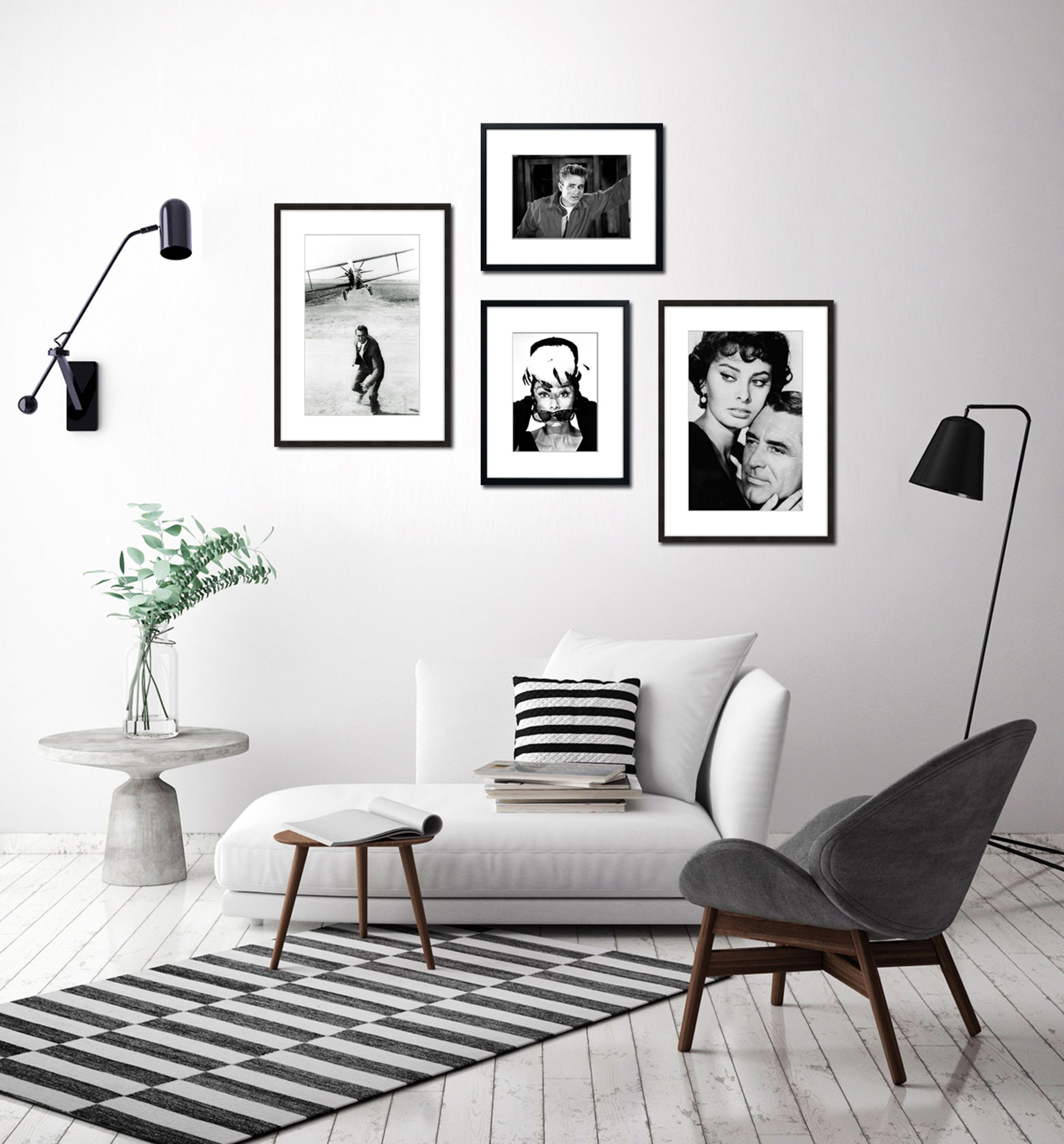 artissimo Bild gerahmt Poster 51x71cm schwarz-weiß mit Cary / Rahmen Grant, mit Grant Rahmen Film-Star: / Bild Cary