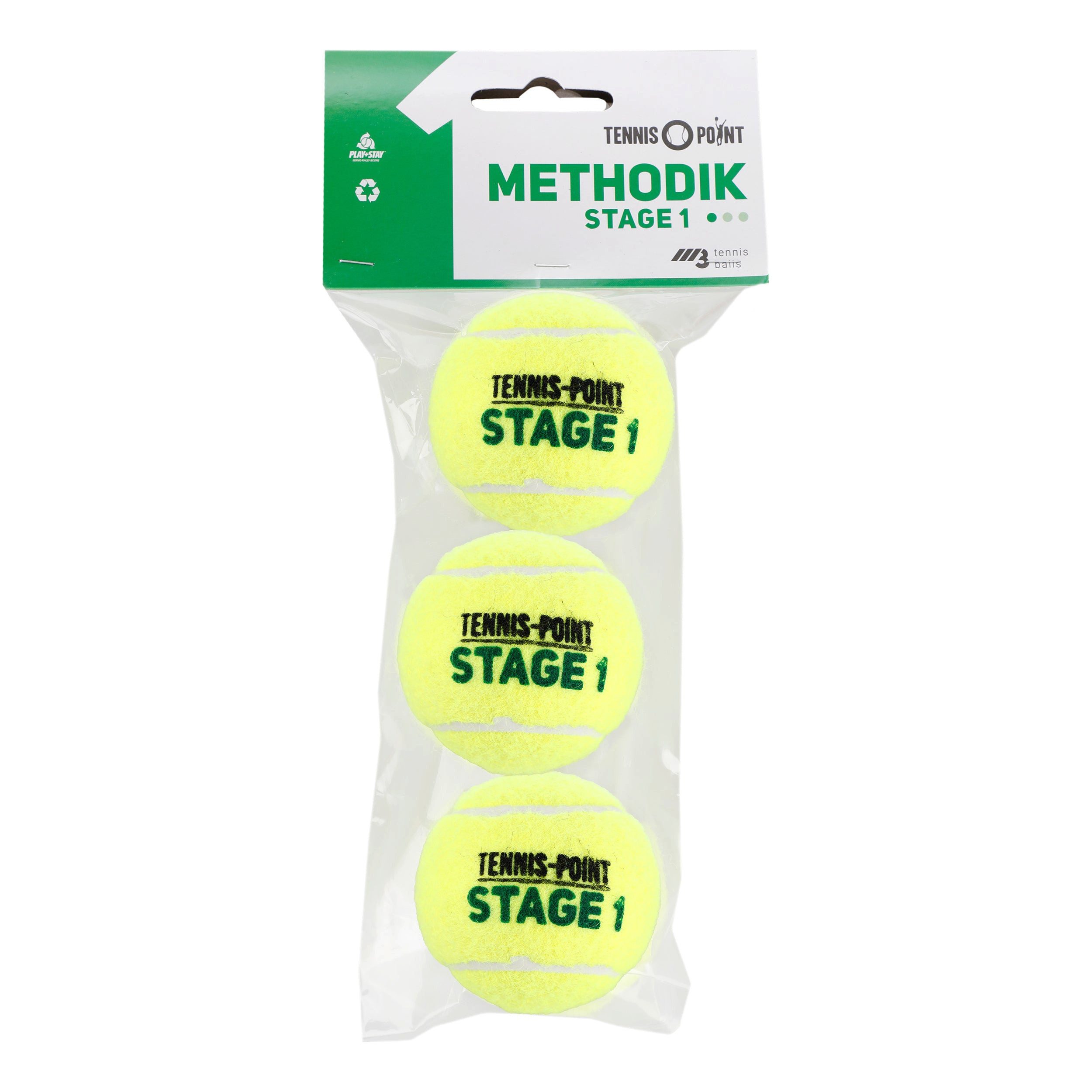 Tennis-Point Tennisball Stage 1 - 3 Tennisbälle - Play and Stay Ball - (3er Beutel)