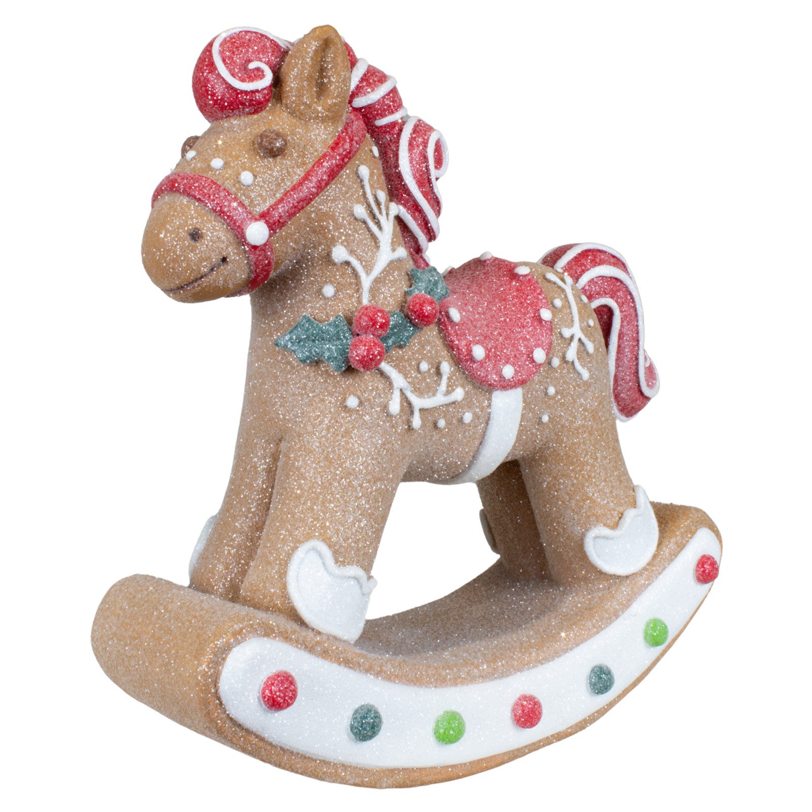 Christmas Paradise Dekofigur Weihnachten Schaukelpferd 22cm (braun-rot, 1 St., Tischdeko), im Lebkuchenstil