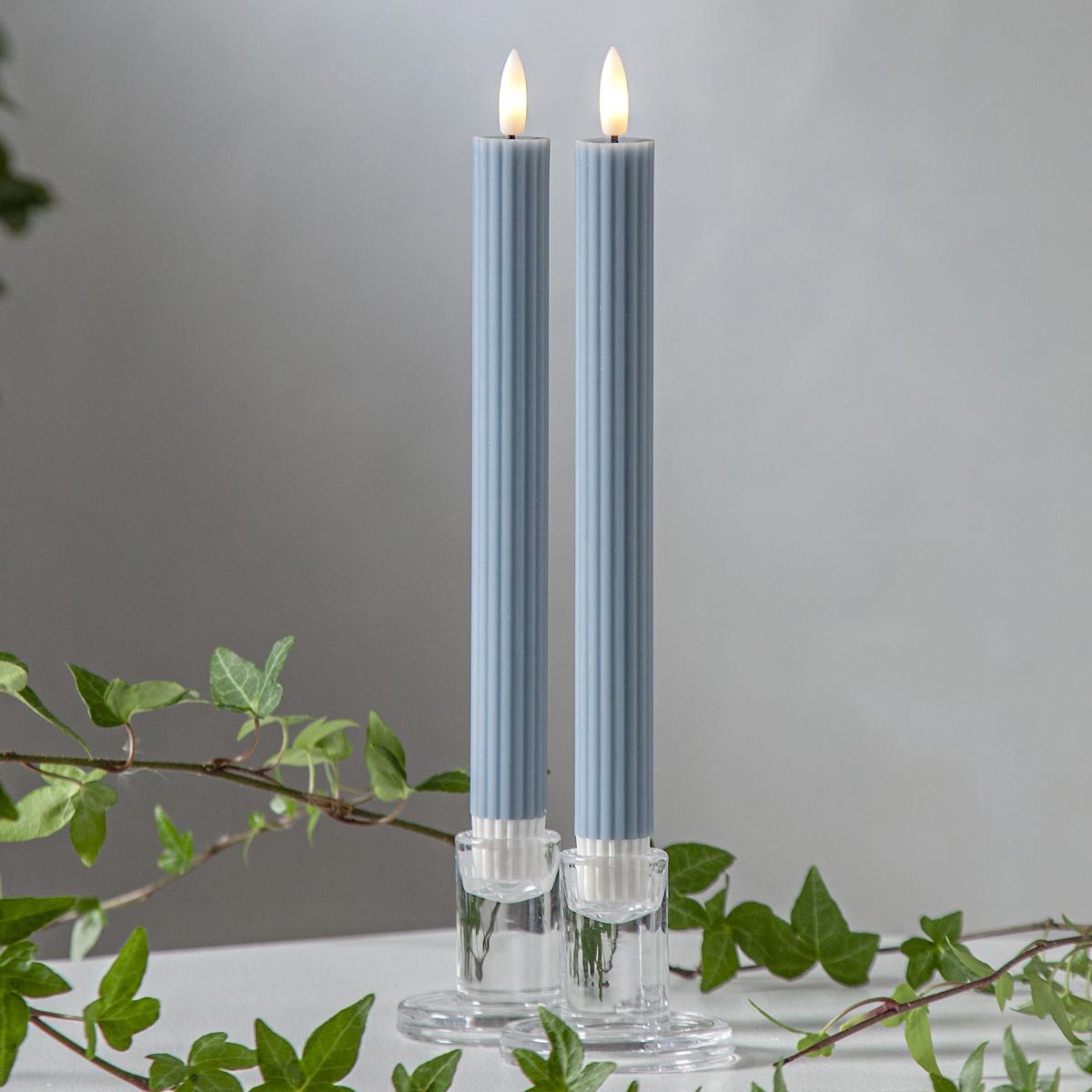 STAR TRADING LED-Kerze LED Stabkerzen STRIPE 2er Set bl 3D Flamme & Timer günstig online kaufen