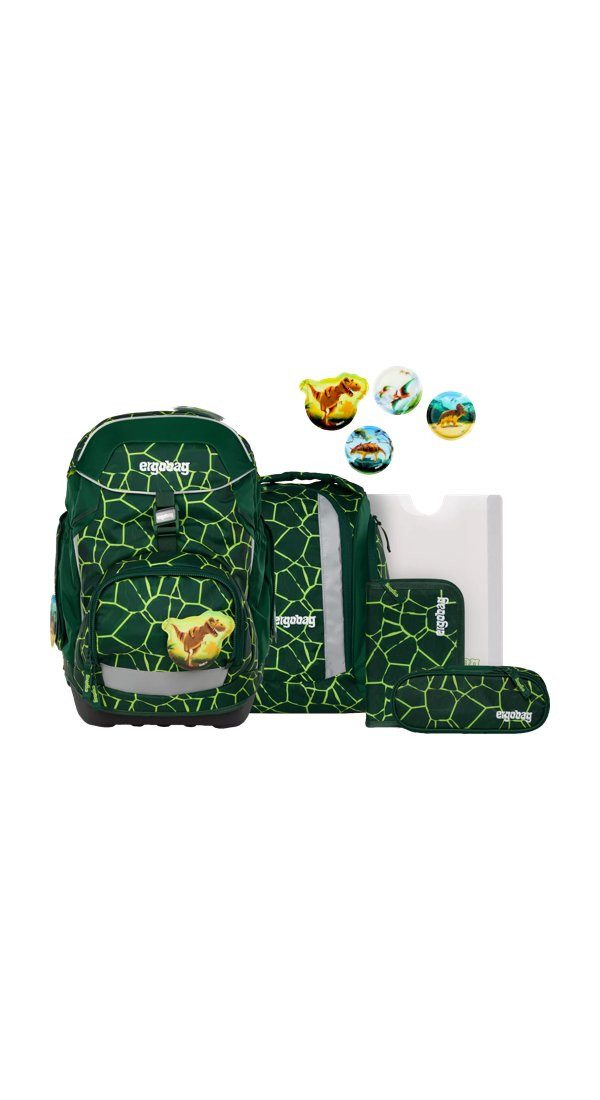 ergobag Schulranzen pack Set (6-tlg., 6-teiliges Set), größenverstellbares Rückensystem