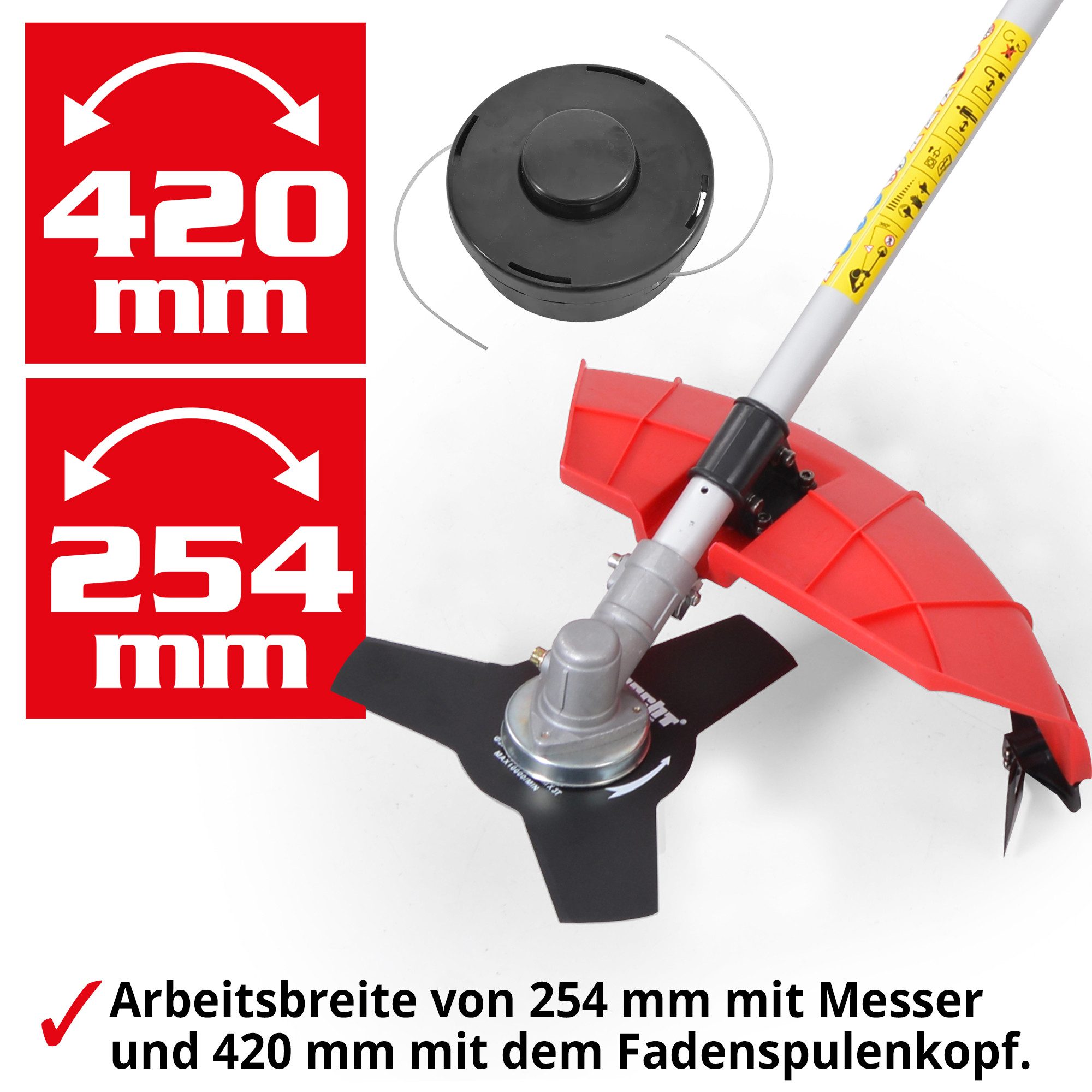 Hecht Elektro-Freischneider 1445, 25,4 cm Arbeitsbreite Messer, 42 cm Arbeitsbreite Faden, 1400W, inklusive Tragegurt