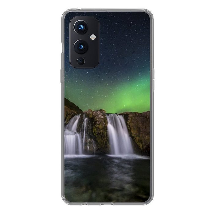 MuchoWow Handyhülle Nordlicht - Wasserfall - Island - Natur Phone Case Handyhülle OnePlus 9 Silikon Schutzhülle