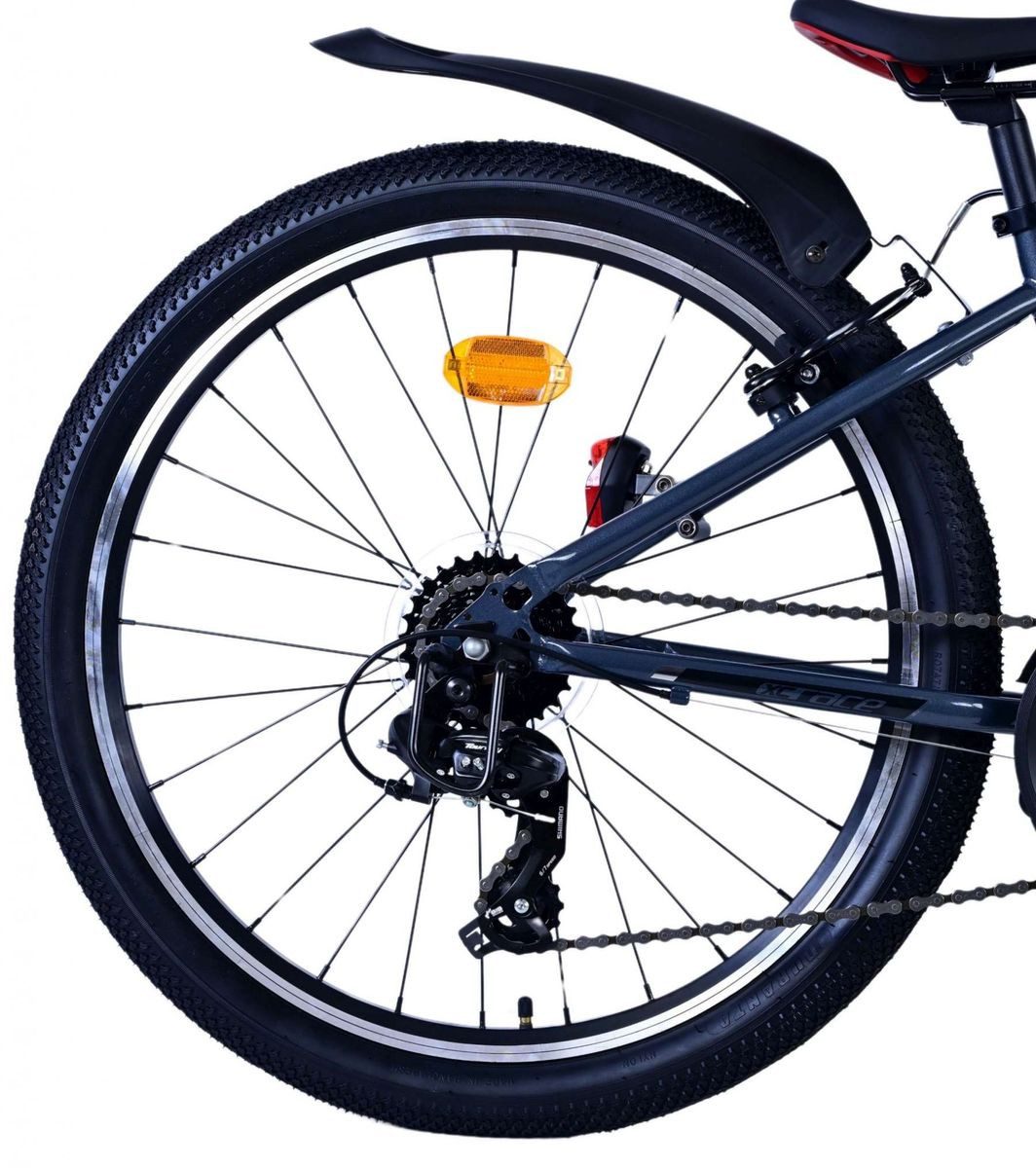 T&Y Trade Mountainbike 24 Zoll Kinder Jugend MTB Fahrrad Mountainbike Bike Rad XC Rot 22561, 21 Gang Shimano, Kettenschaltung, Federgabel, 21 Shimano Gang, Licht, Schutzbleche