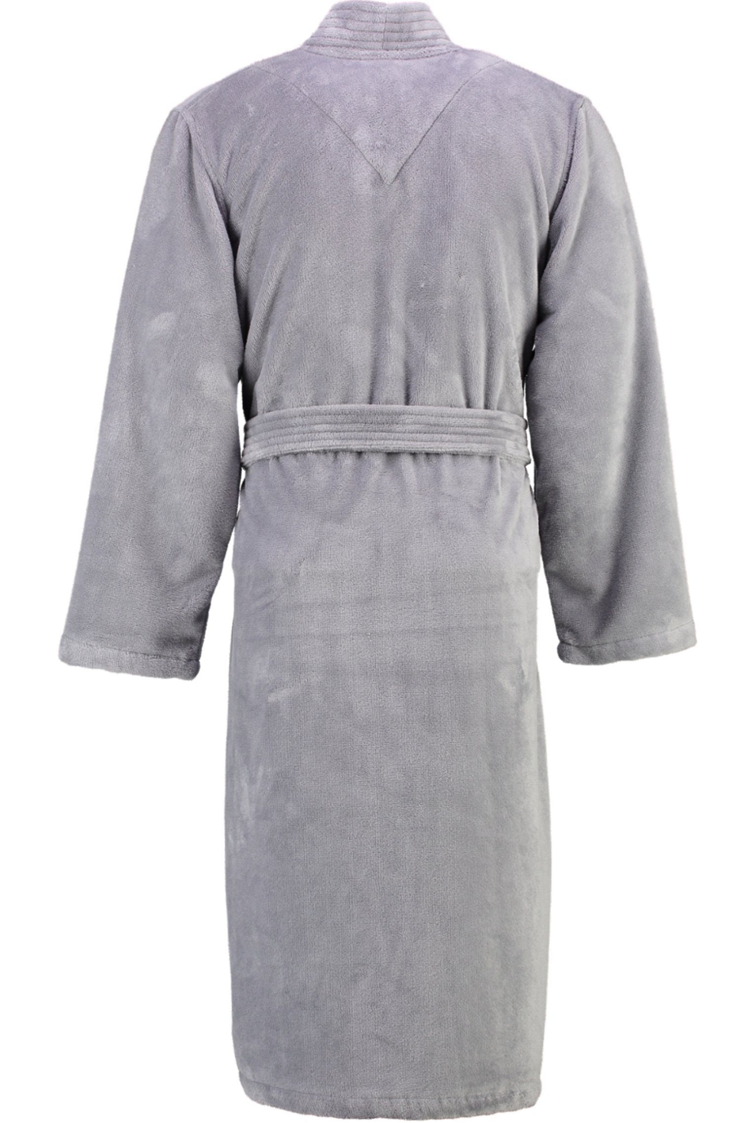 Cawö Herrenbademantel Herren Bademantel Kimonoform, Baumwollmischung, Kimono-Kragen, Gürtel, Velours Qualität