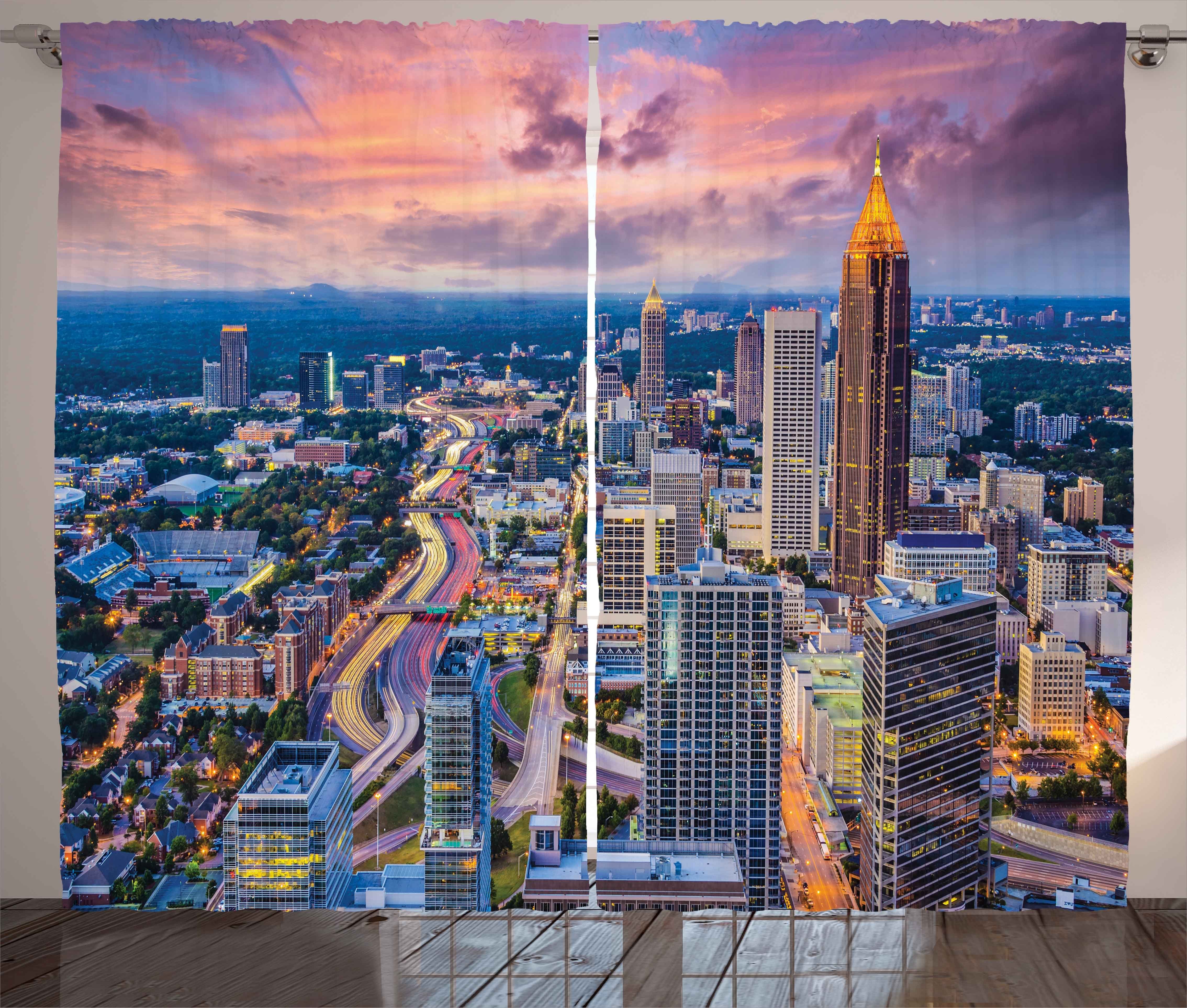 Gardine Schlafzimmer Kräuselband Vorhang mit Schlaufen und Haken, Abakuhaus, Vereinigte Staaten von Amerika Atlanta Stadt Georgia Stadt