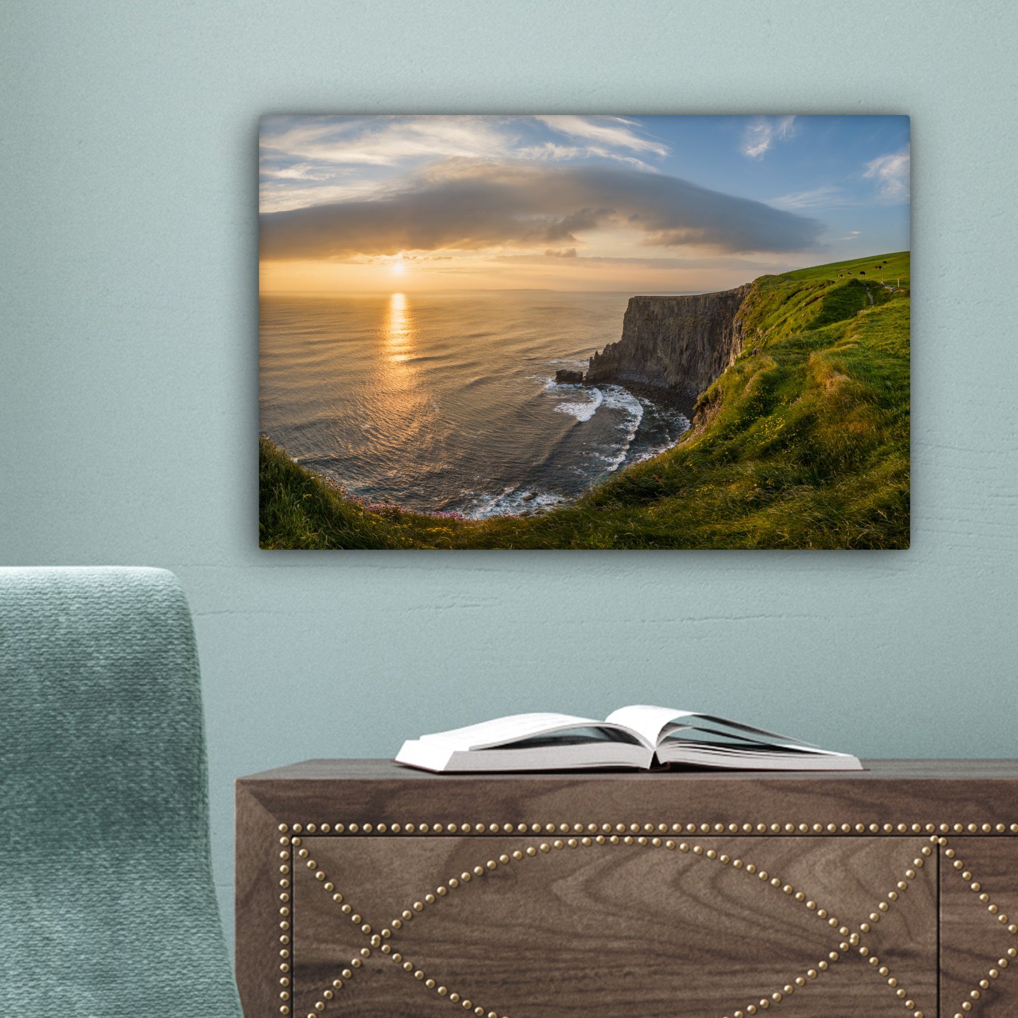 irischen über cm Aufhängefertig, (1 of St), Wandbild Leinwandbild Graue Leinwandbilder, den 30x20 Cliffs Wolken Moher, OneMillionCanvasses® Wanddeko,