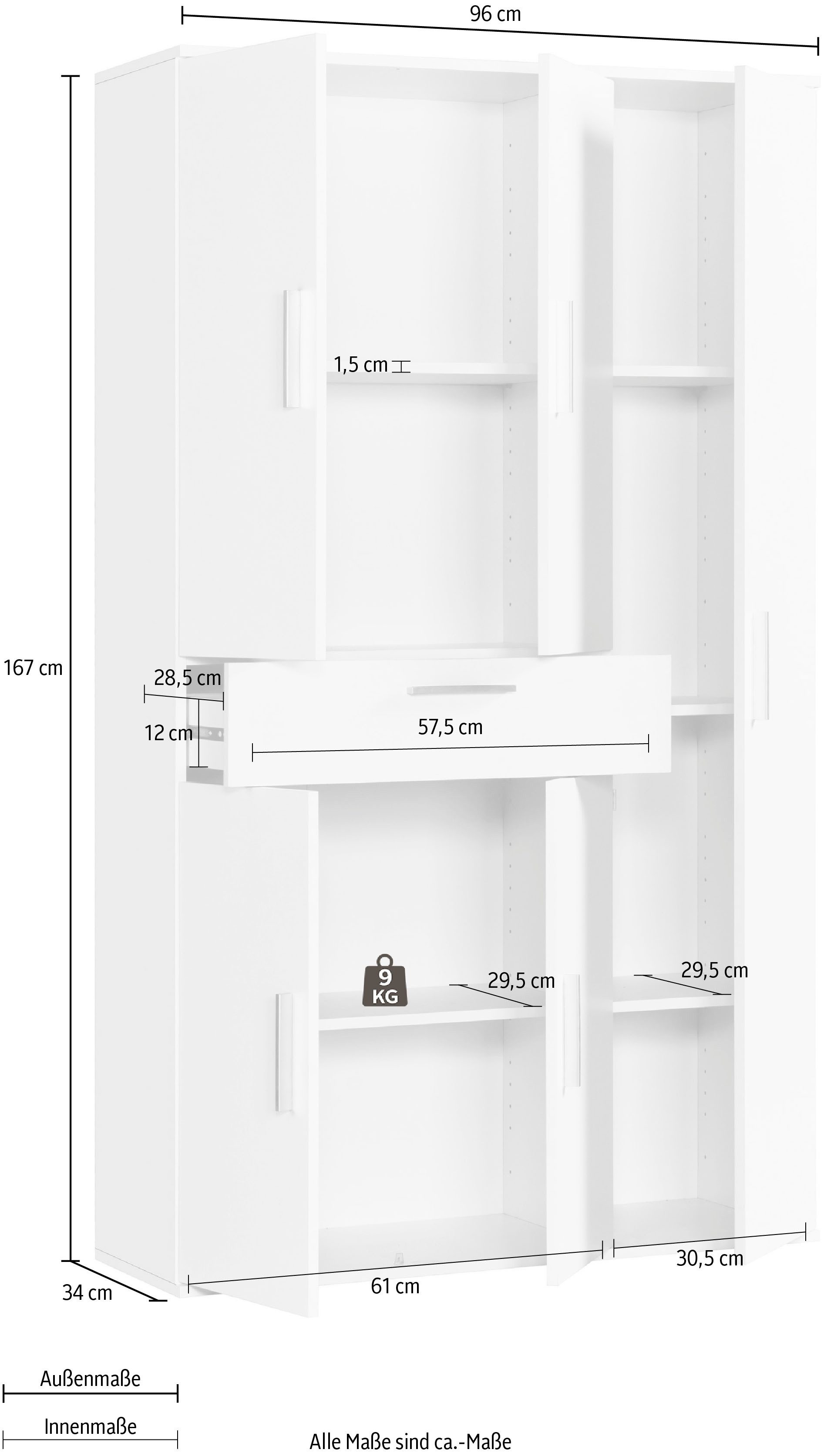 Procontour Mehrzweckschrank Clara (OTTOs Choice) Höhe 167cm, mit variabel verstellbaren Einlegeböden