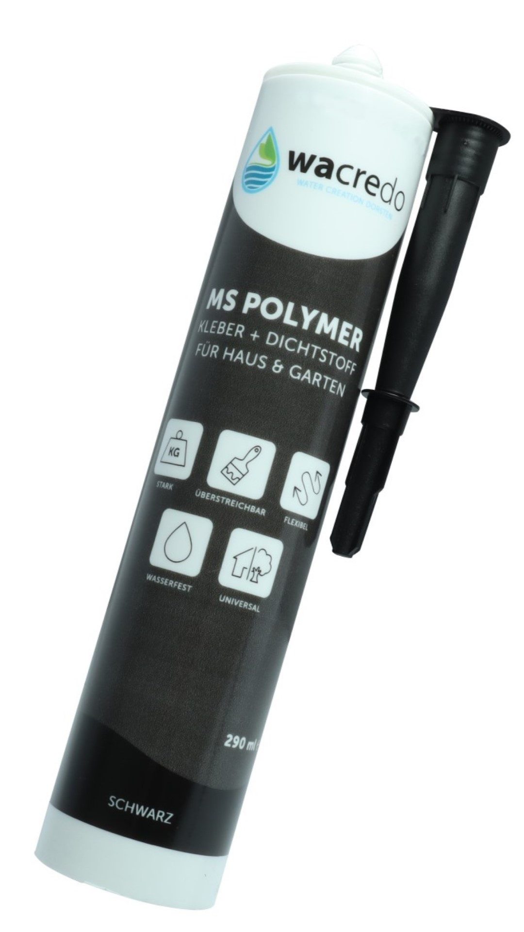 Wacredo Montagekleber MS Polymer Kleb- und Dichtstoff schwarz, Teichfolienkleber