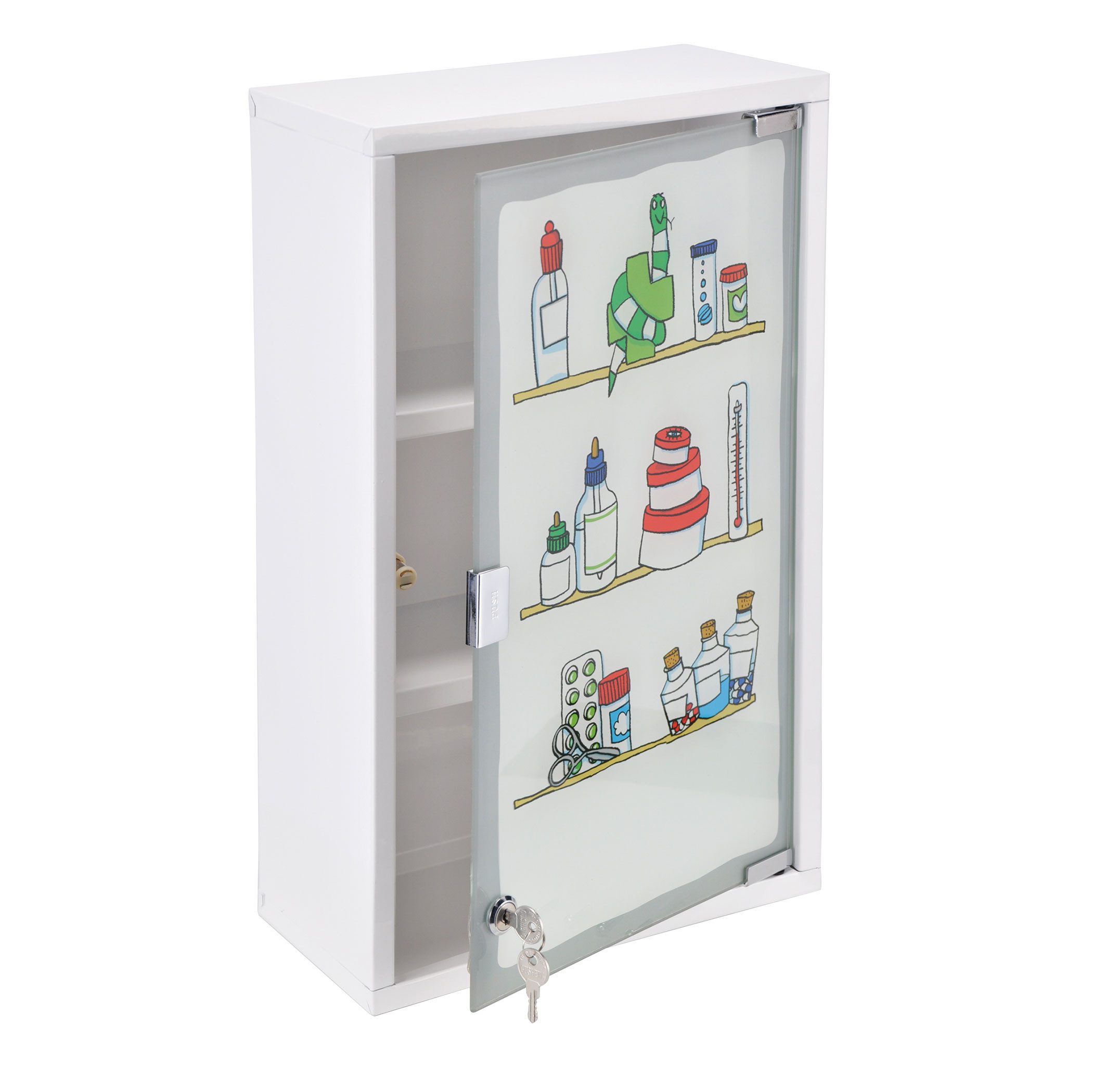Spetebo Medizinschrank Metall Medizinschrank abschließbar inklusive 2 Schlüssel (Anzahl, 1-St., 50 x 30 cm) Wand Arzneischrank mit 3 Fächern