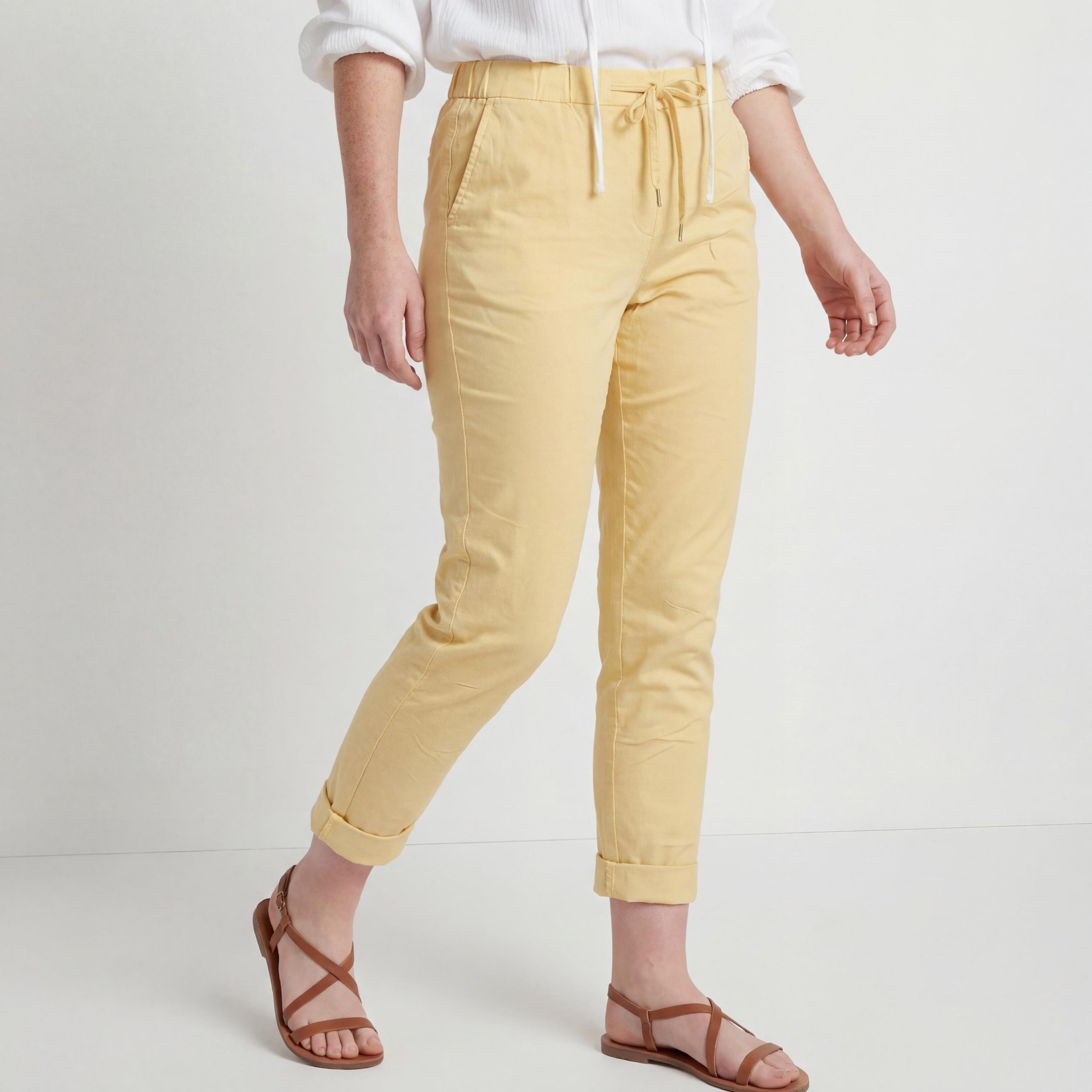 OriginalYou Schlupfhose Damen Sommerhose bequeme Chinohose mit Stretch in Größe 36-48 erhältlich, moderner Knitterlook, elastischer Bund