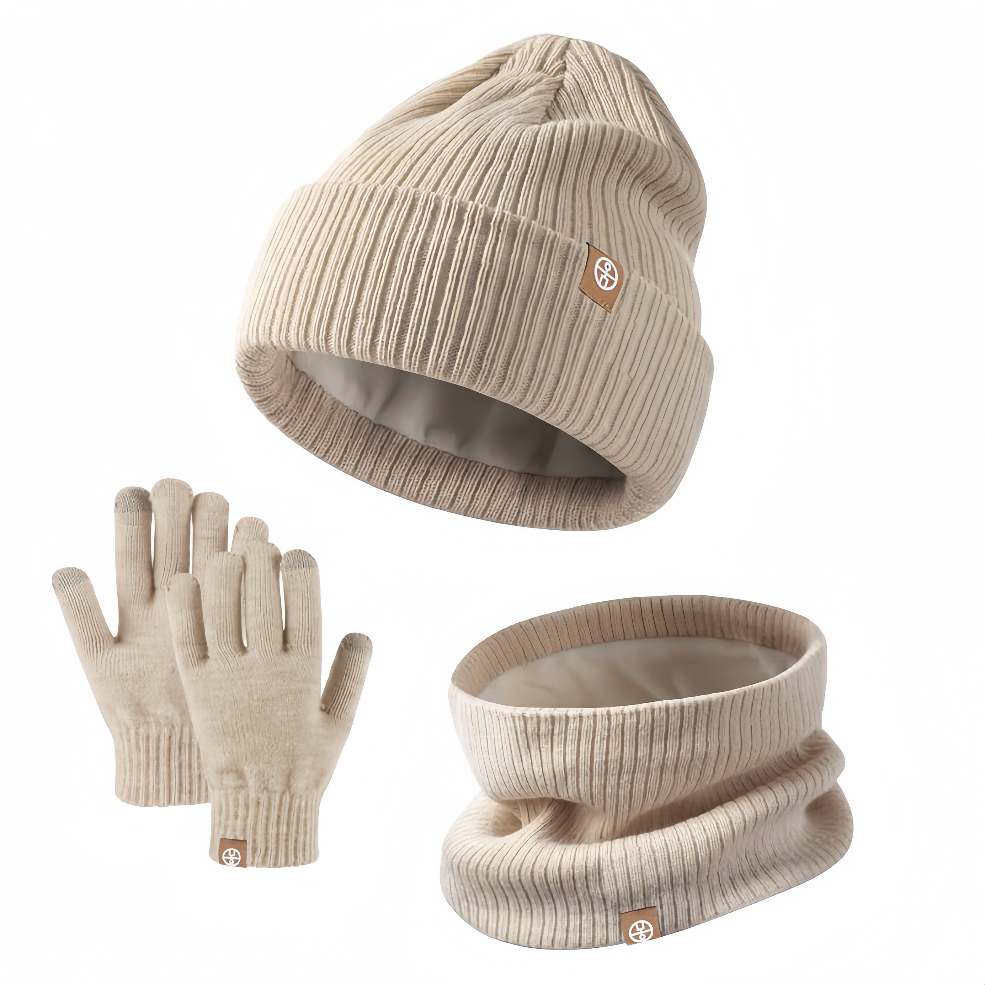 FOUORTUNATE-BEE Beanie 3-teiliges Winterset für Kinder: Mütze, Handschuhe & Schlauchschal