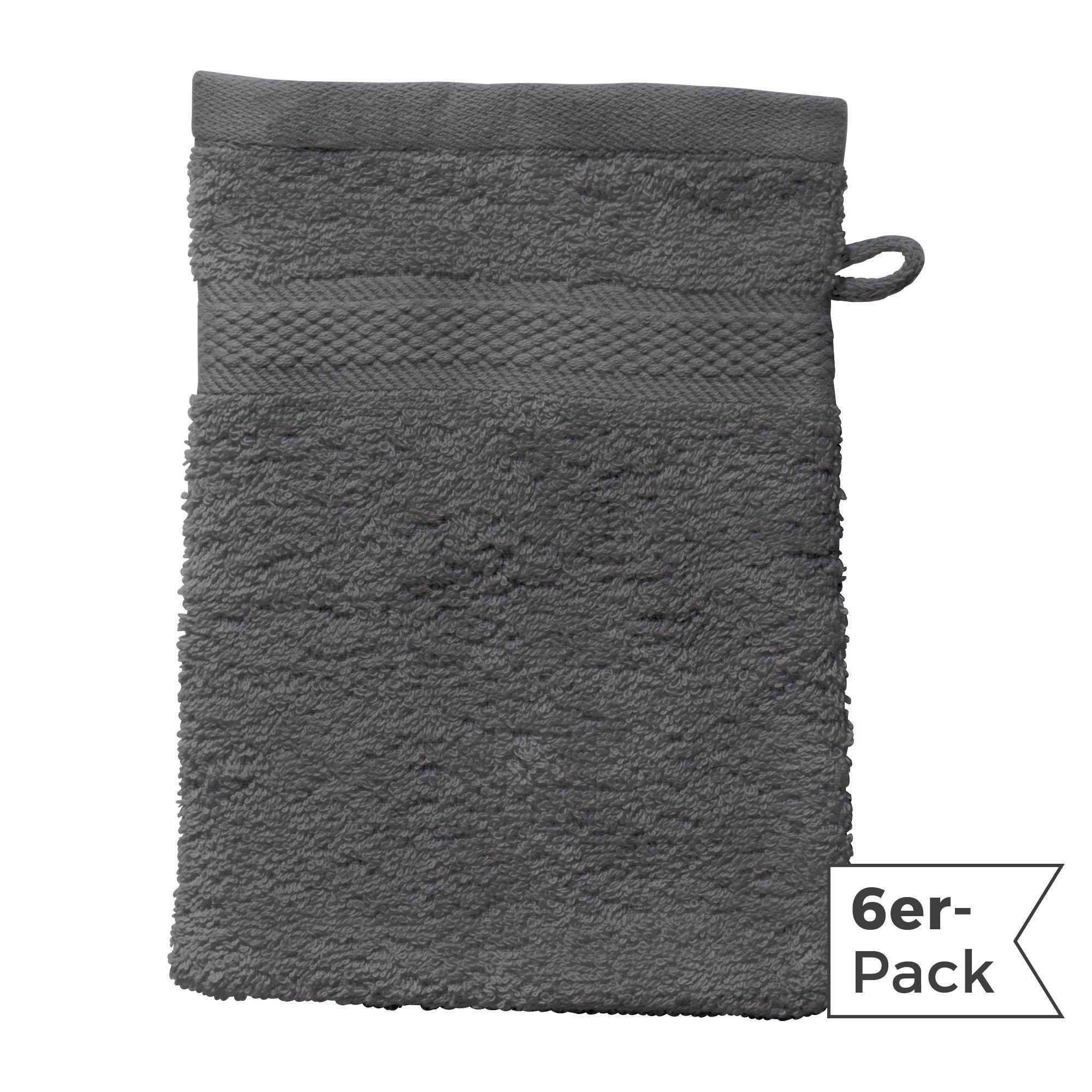 REDBEST Waschhandschuh Waschhandschuh "Chicago" 6er-Pack, Frottier, Walk-Frottier Uni