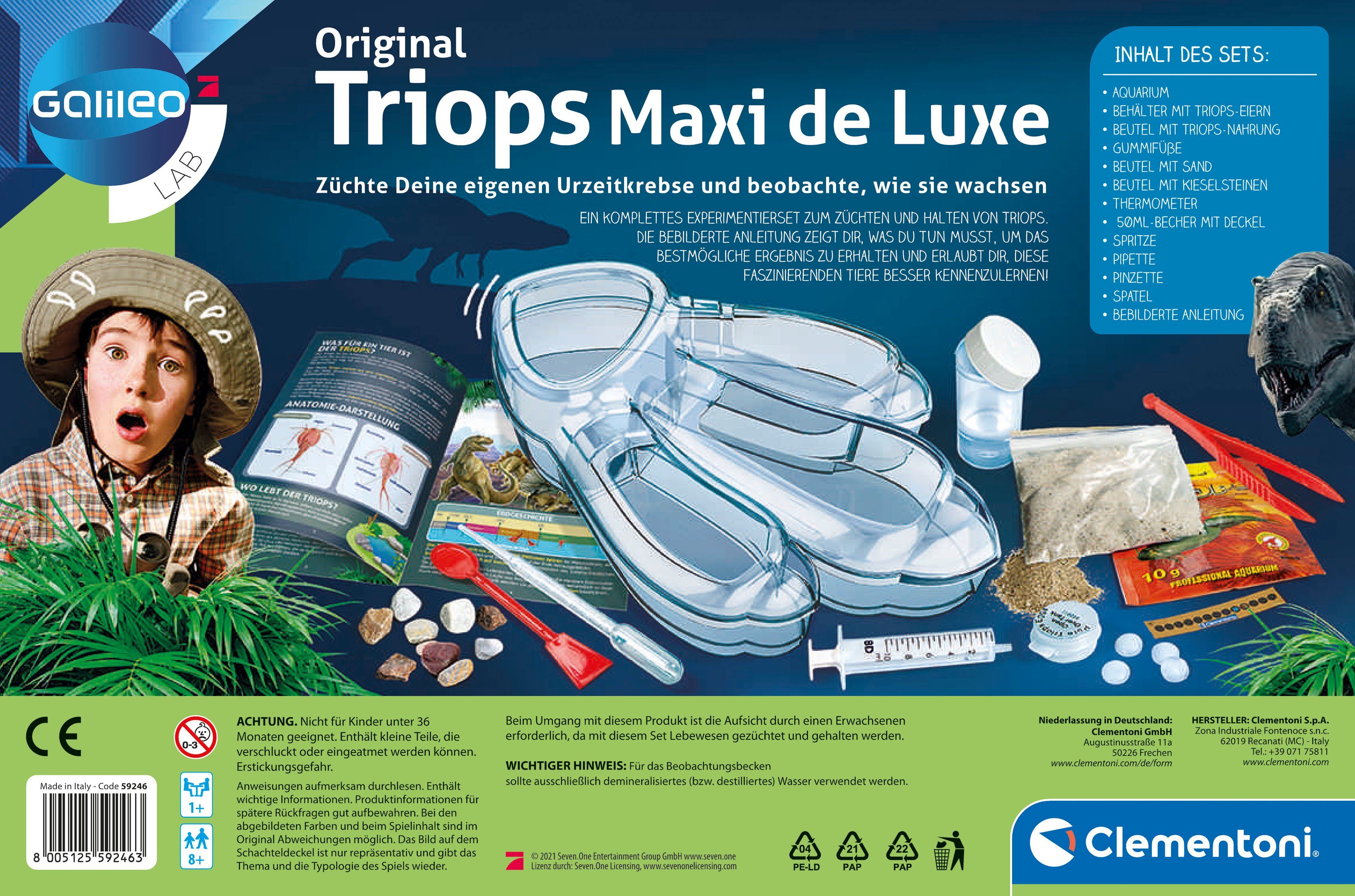 Clementoni® Experimentierkasten Galileo, Original Triops Maxi de Luxe, Made in Europe