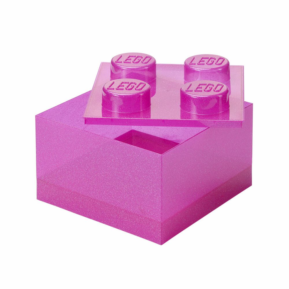 NHG Aufbewahrungsbox LEGO Storage Brick 4 Top Lid Glitter Medium Violet