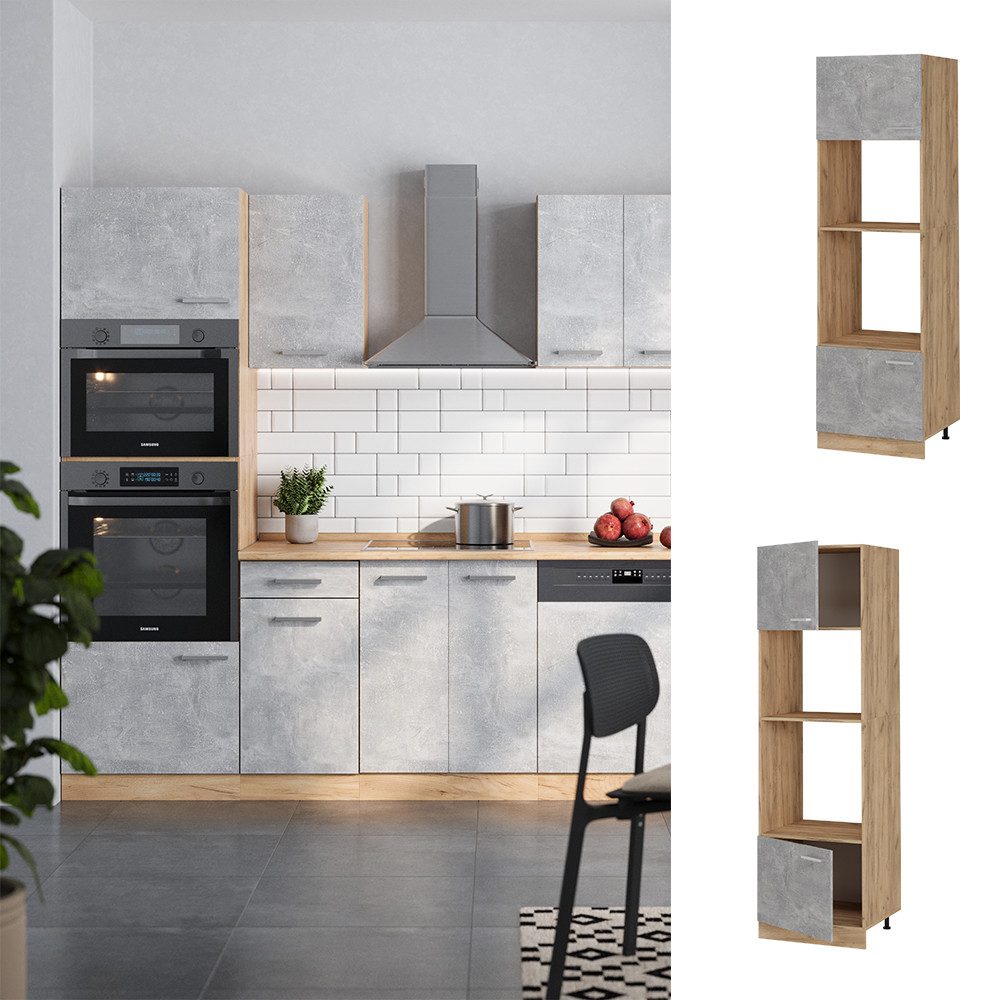 Vicco Mikrowellenumbauschrank R-Line, Beton/Goldkraft Eiche, 60 günstig online kaufen