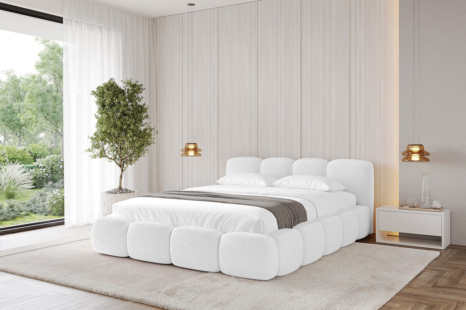 ALTDECOR Polsterbett KALA-v1 (Polsterbett mit Bettkasten und Lattenrost, Boxbett mit Matratze), Doppelbett mit Stauraum, Bett mit Kopfteil