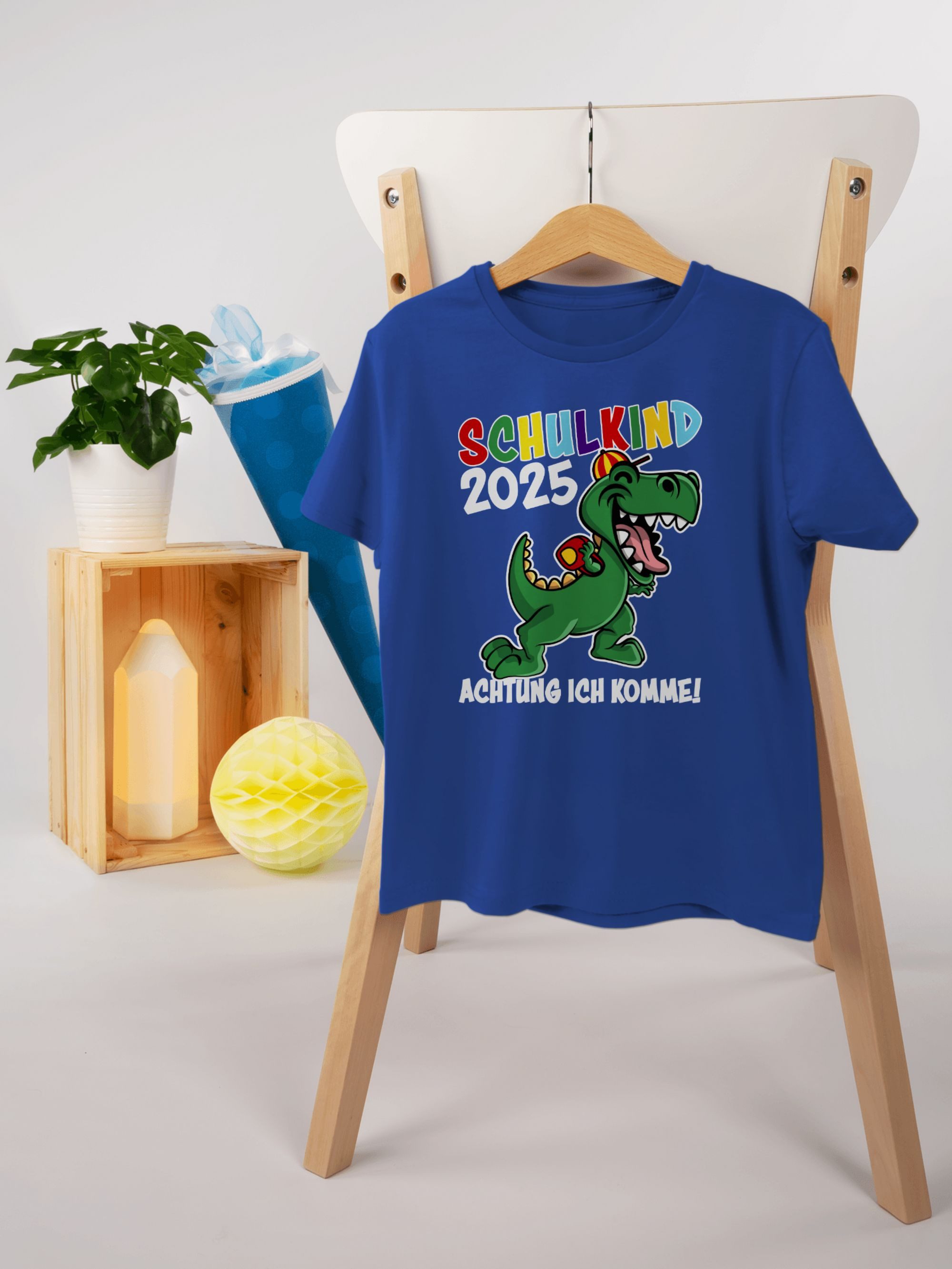 Shirtracer T-Shirt Schulkind 2025 Dino Dinosaurier Einschulung Junge Schulanfang Geschenke