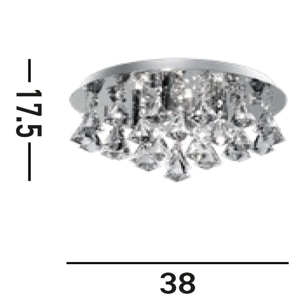 Searchlight Deckenleuchte Hanna 4Lt Flush - Chrome Metal & Clear Crystal, Leuchtmittel wechselbar – Bild 5 von 5