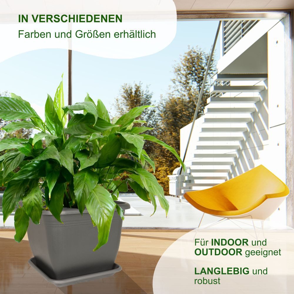 Heimwerkercenter Blumentopf MePla Untersetzer Quadrat 20x20 cm, Anthrazit, wetterfester Kunstoff – Bild 5 von 5