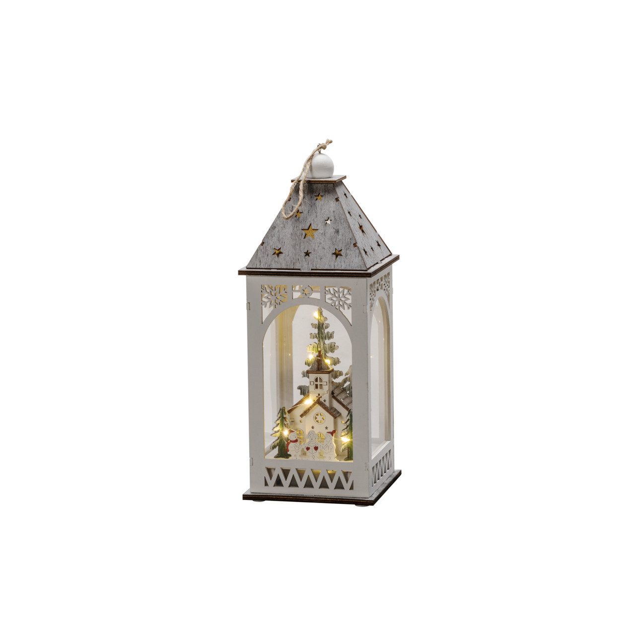KONSTSMIDE Weihnachtsszene Konstsmide LED Holzlaterne mit Kirche Innen 8