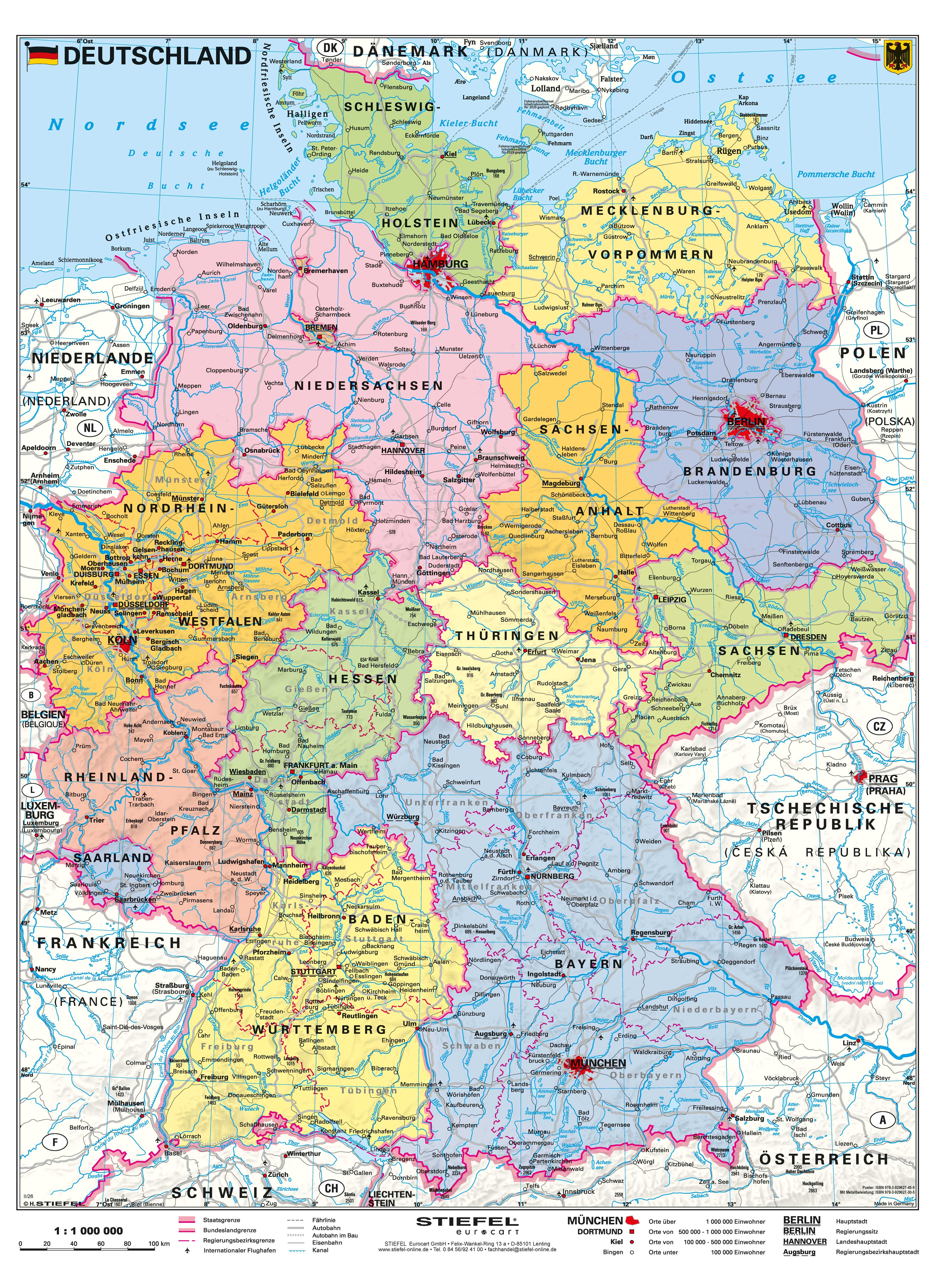 STIEFEL Poster Deutschland politisch 67 x 91 cm