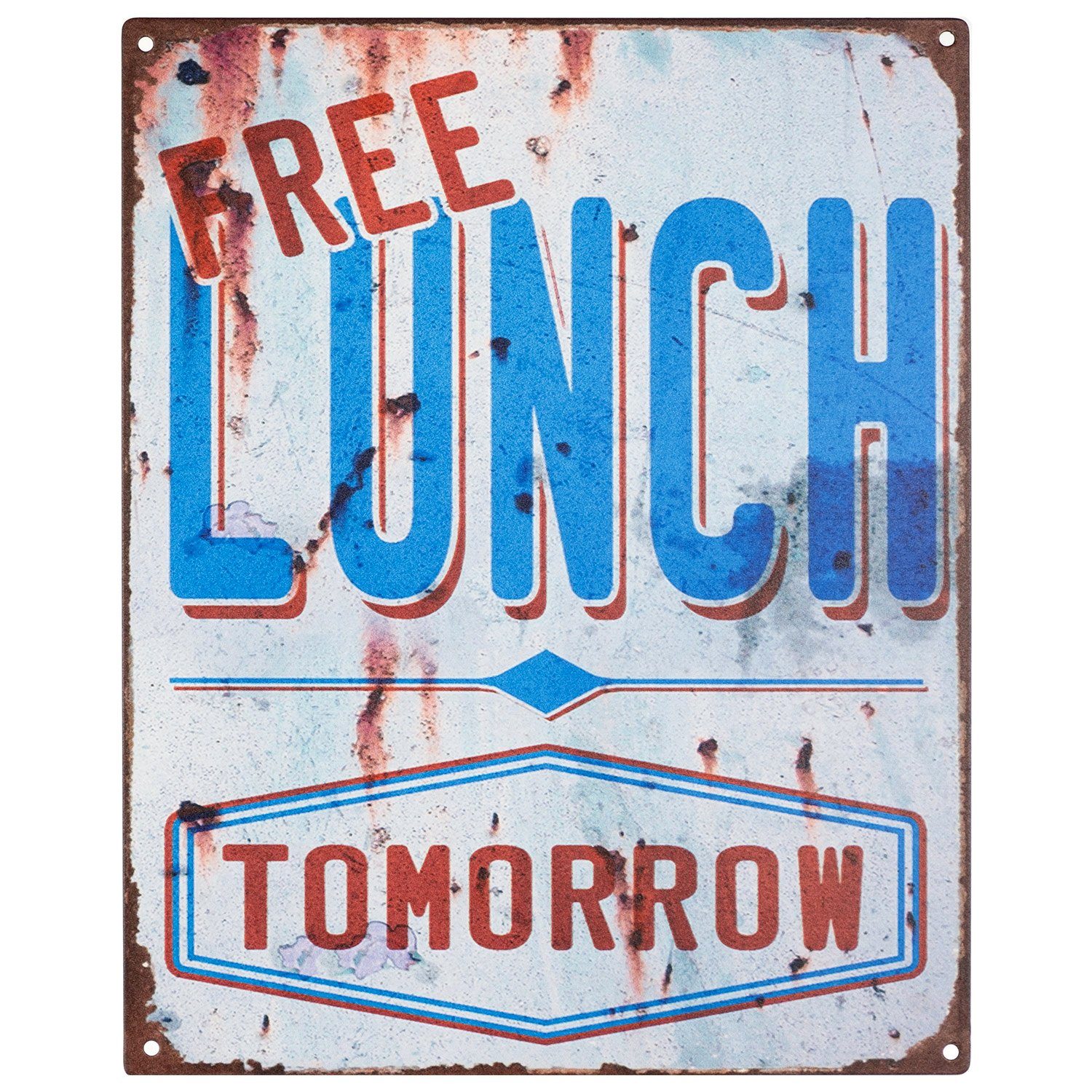 Metallschild Blechschild Free Lunch Tomorrow