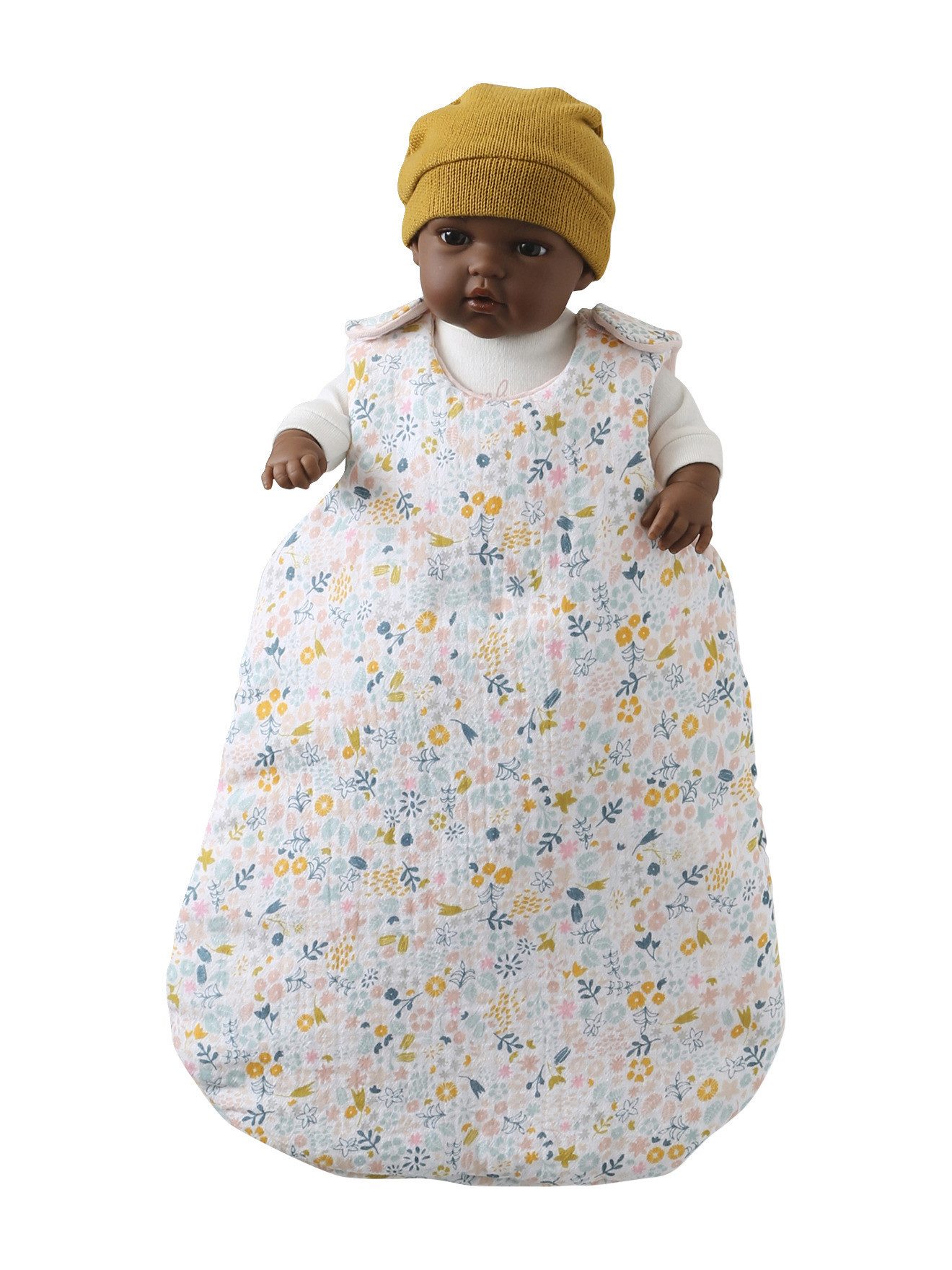 vertbaudet Puppen Accessoires-Set Puppen-Schlafsack aus Baumwoll-Musselin, aus Baumwoll-Musselin VINTAGE BLUMEN