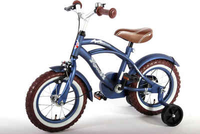 Volare Kinderfahrrad Blue Cruiser - Blau - 95% zusammengebaut - mit Rücktrittbremse, 1 Gang, bis 60 kg, 12 oder 14 Zoll, Luftbereifung, einstellbare Lenkerhöhe