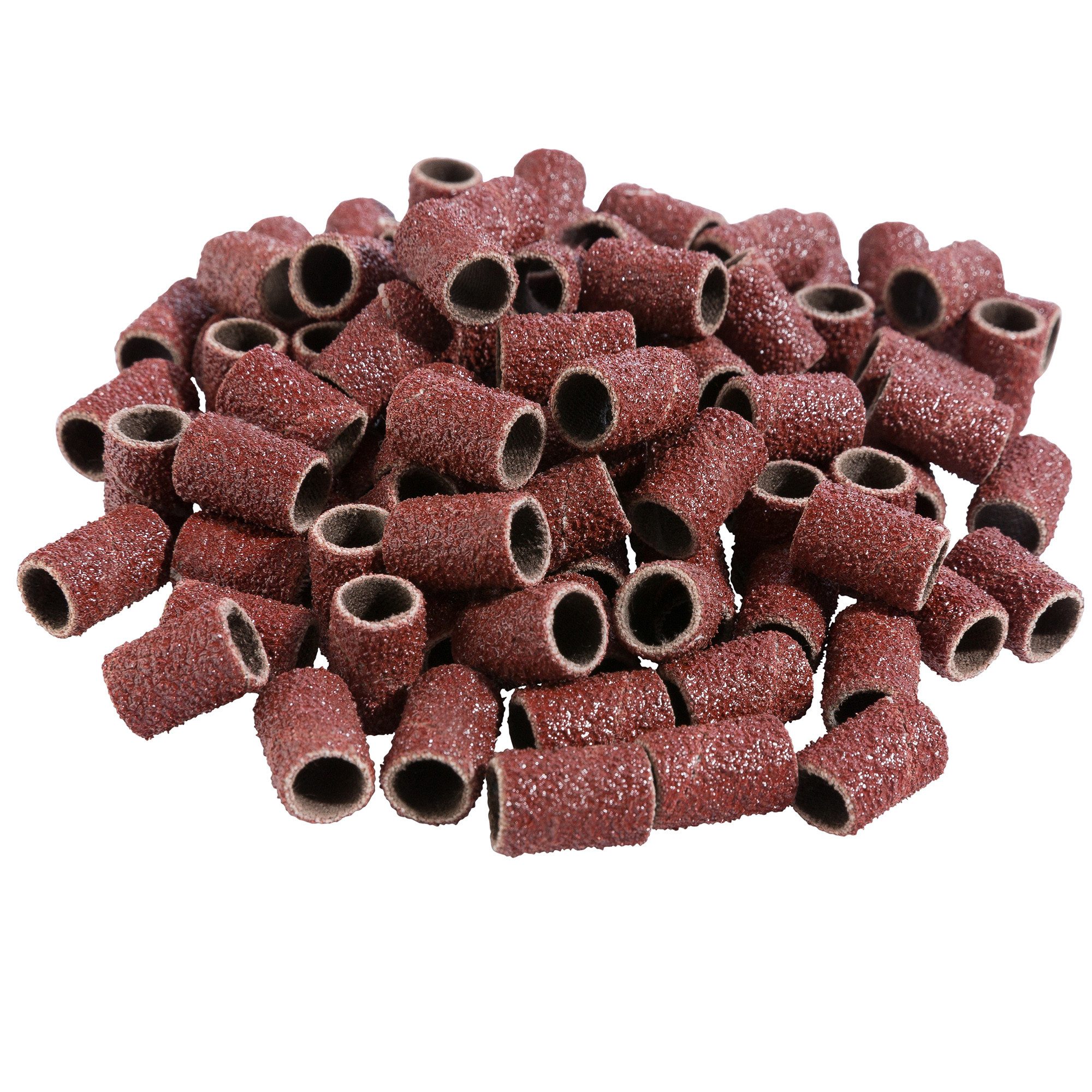 Sina Sandblatt-Nagelfeile Schleifkappen, Körnung 100/120, Schleifhülsen für Nagelfräser, 100-tlg., Durchmesser 6 mm