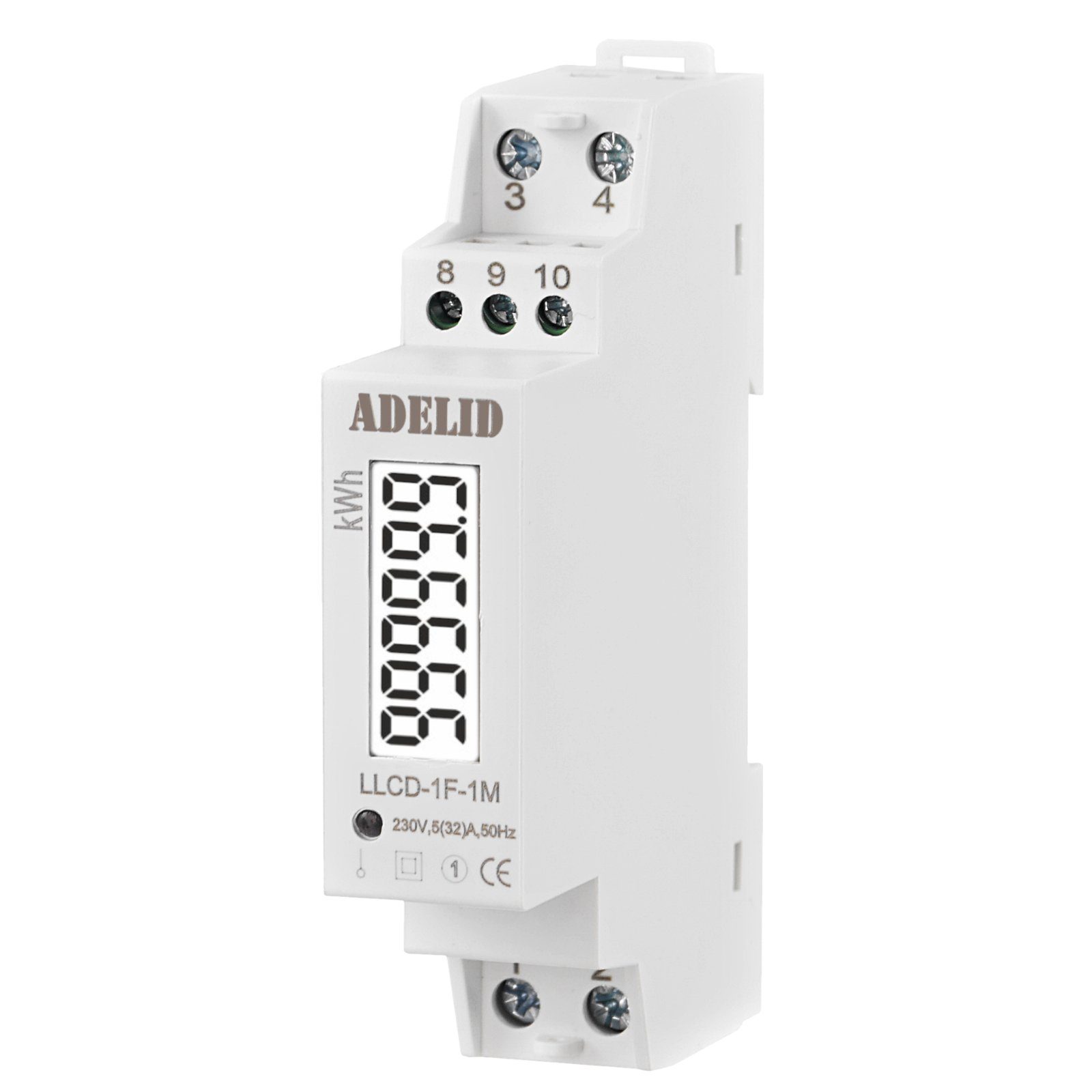 ADELID Переключатель, Wechselstromzähler Hutschiene LCD MID 1-Phase Signalleuchte 5(32)A