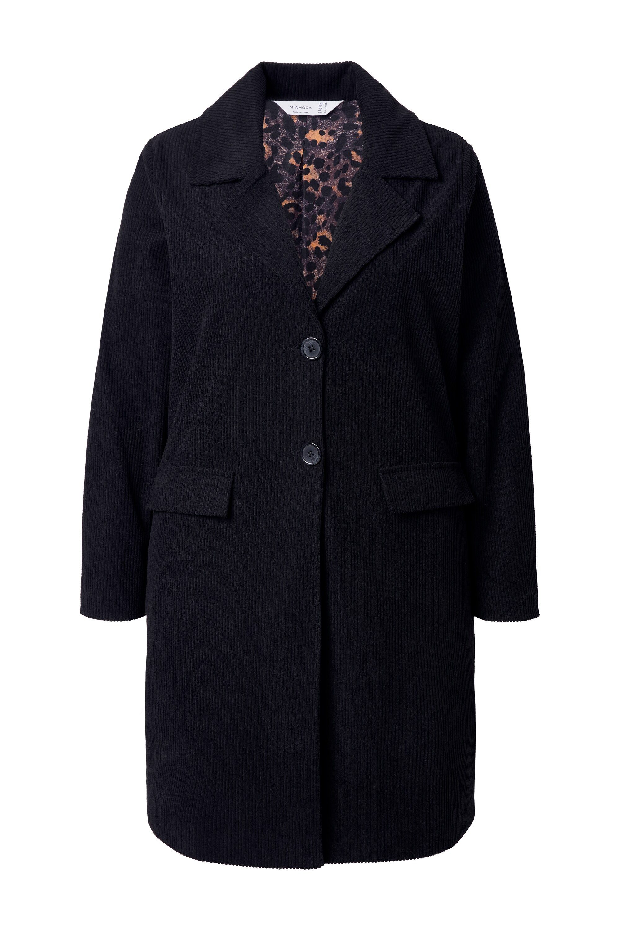 MIAMODA Blusenblazer Cord-Longblazer Futter mit Leodruck günstig online kaufen