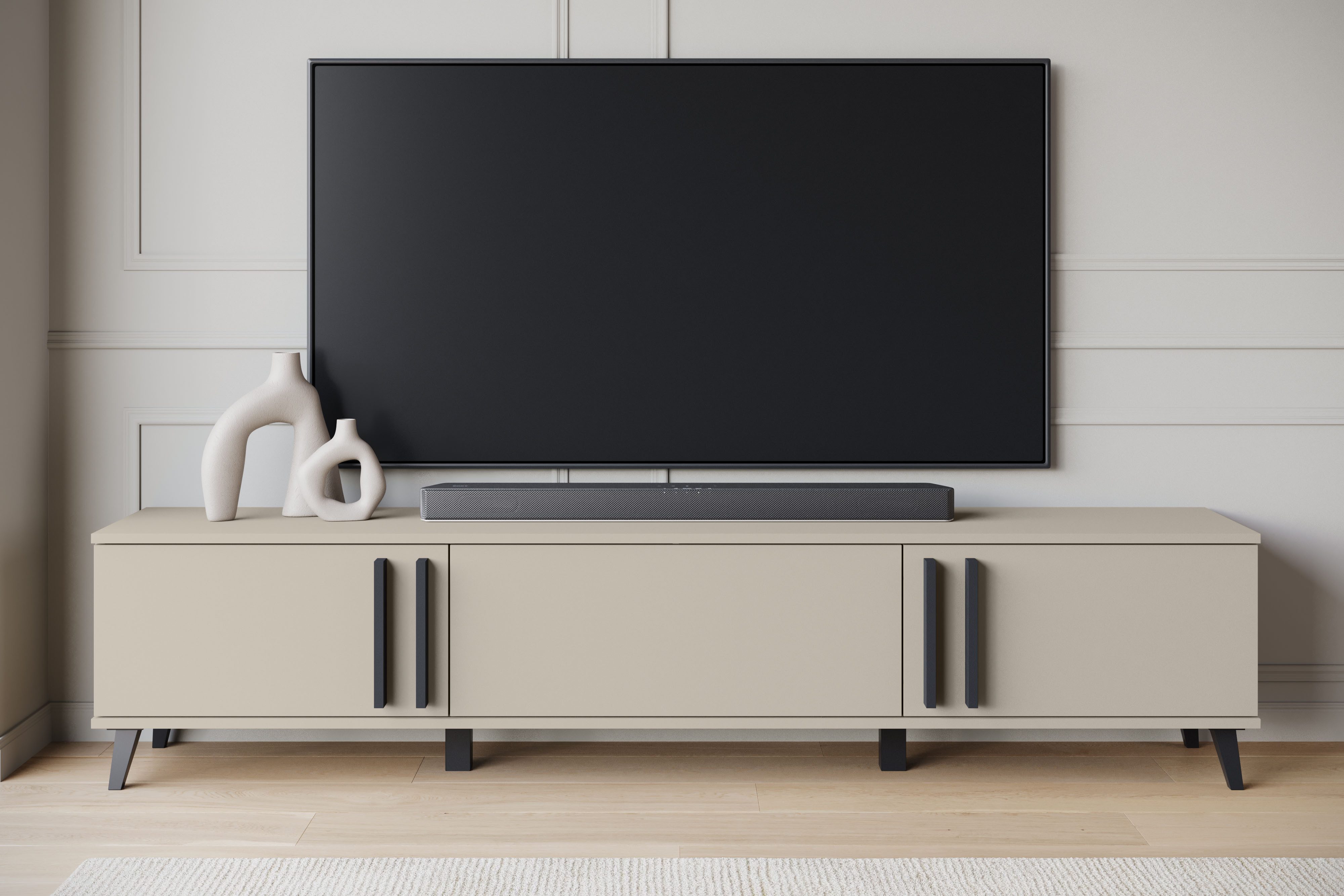 Home affaire Lowboard Helsinki, TV-Kommode Breite 180cm (1 St), modernes Design, 3 Klapptüren