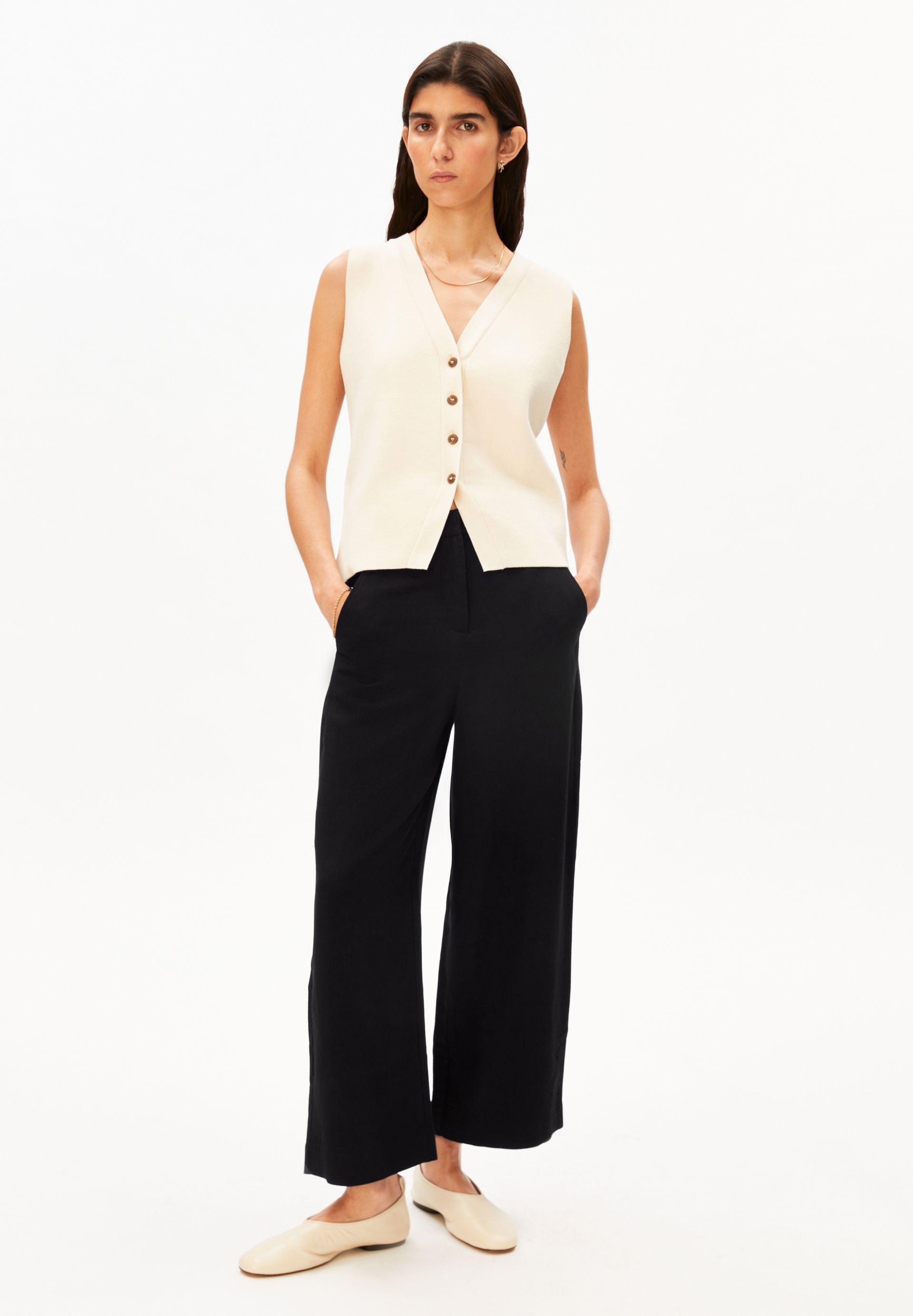 Armedangels Stoffhose CAARUNUS LINO Webhose aus Leinen-Mix (High Waist, Relaxed Fit)