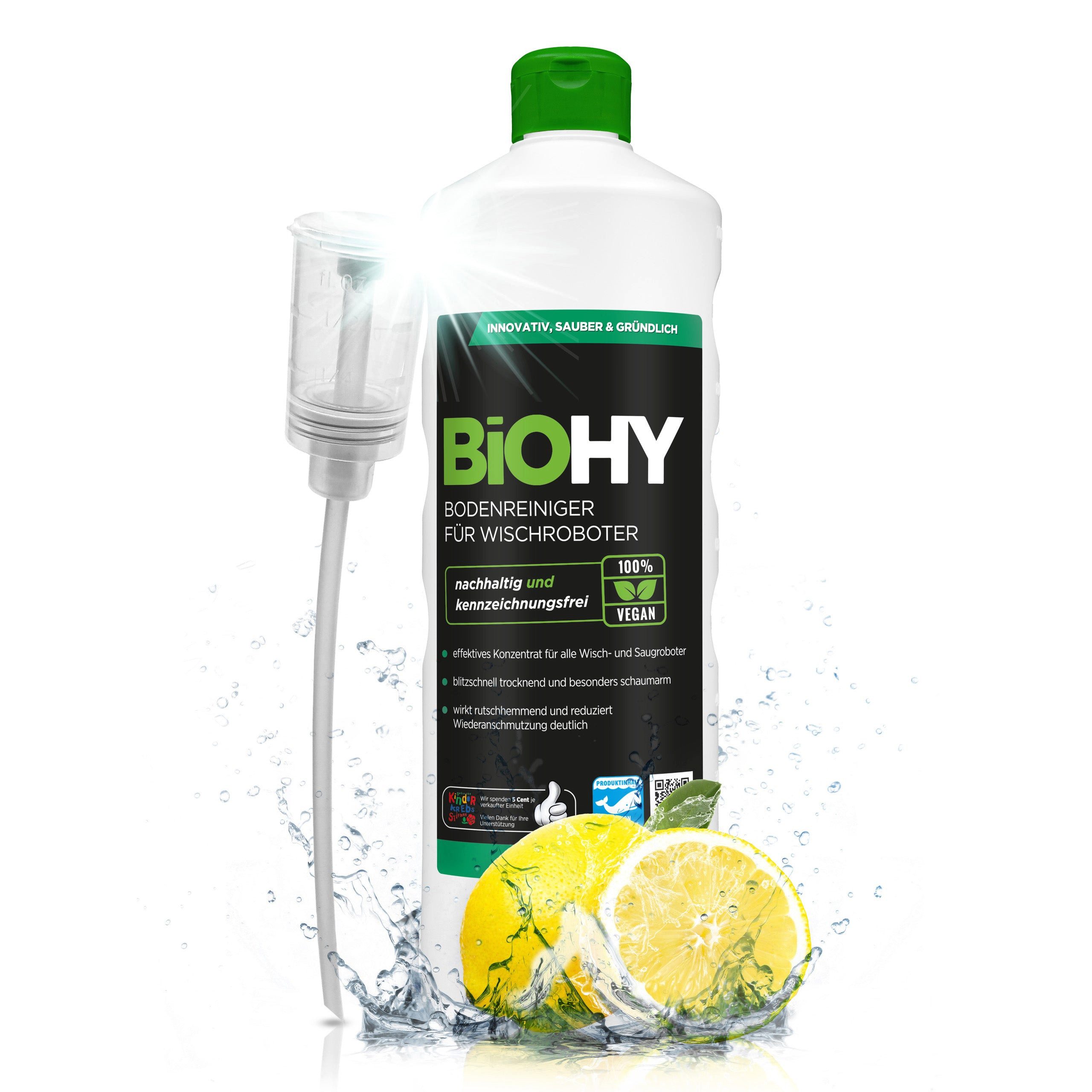 BiOHY Bodenreiniger für Wischroboter 1 x 1 Liter Flasche + Dosierer Fussbodenreiniger (1-St)