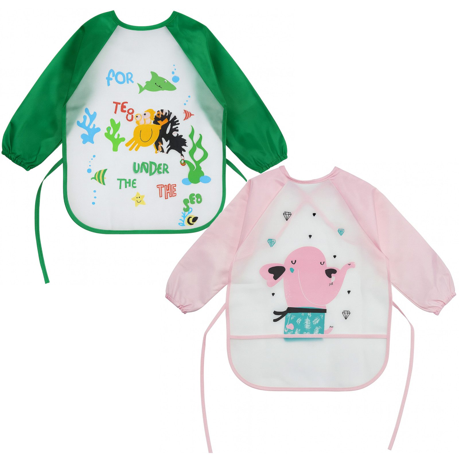 Koopman Malschürze Kinderschürze Bastelkittel Einheitsgröße Grün / Pink, (Stück, 1-tlg., Packung), Grün, für 3-8 Jahre, Universalgröße, 39cm lang, Kunststoff