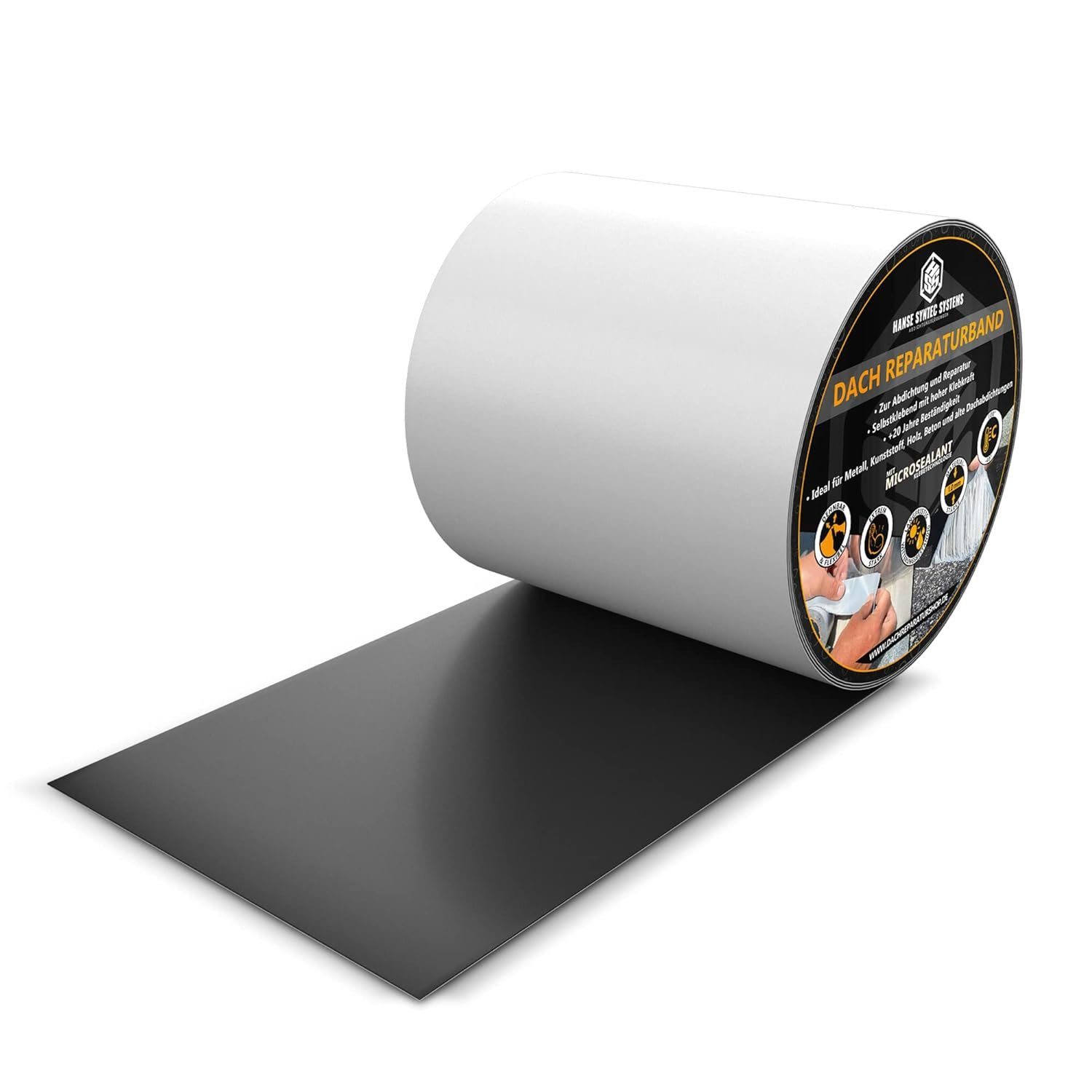 Hanse Syntec Systems Klebeband Dach Reparaturband MicroSealant® wasserdichtes Dichtband Butylband, selbstklebend, wasserdicht, UV-Sicher, witterungsbeständig