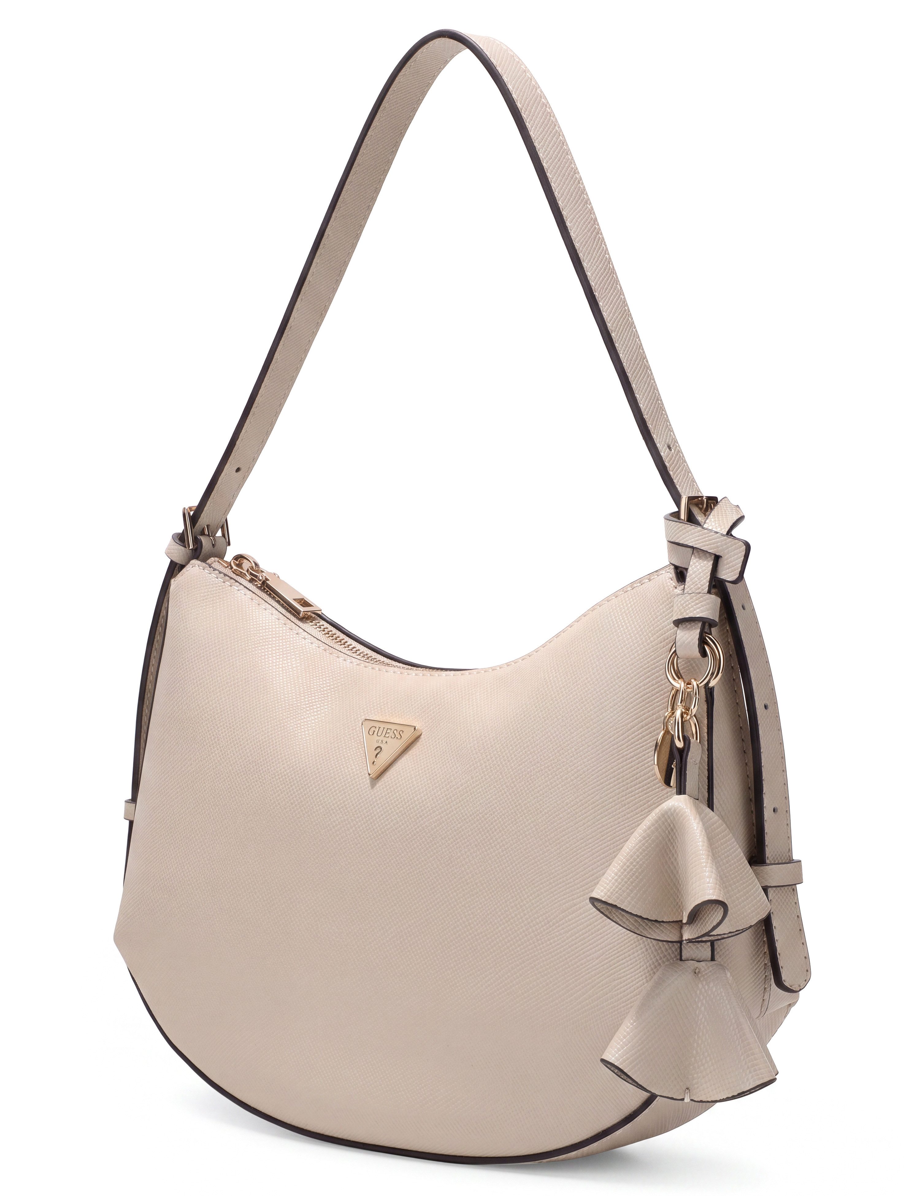 Guess Hobo DANIELLE MED SHOULDER BAG, Damen Henkeltasche, Handtasche mit modischem Anhänger