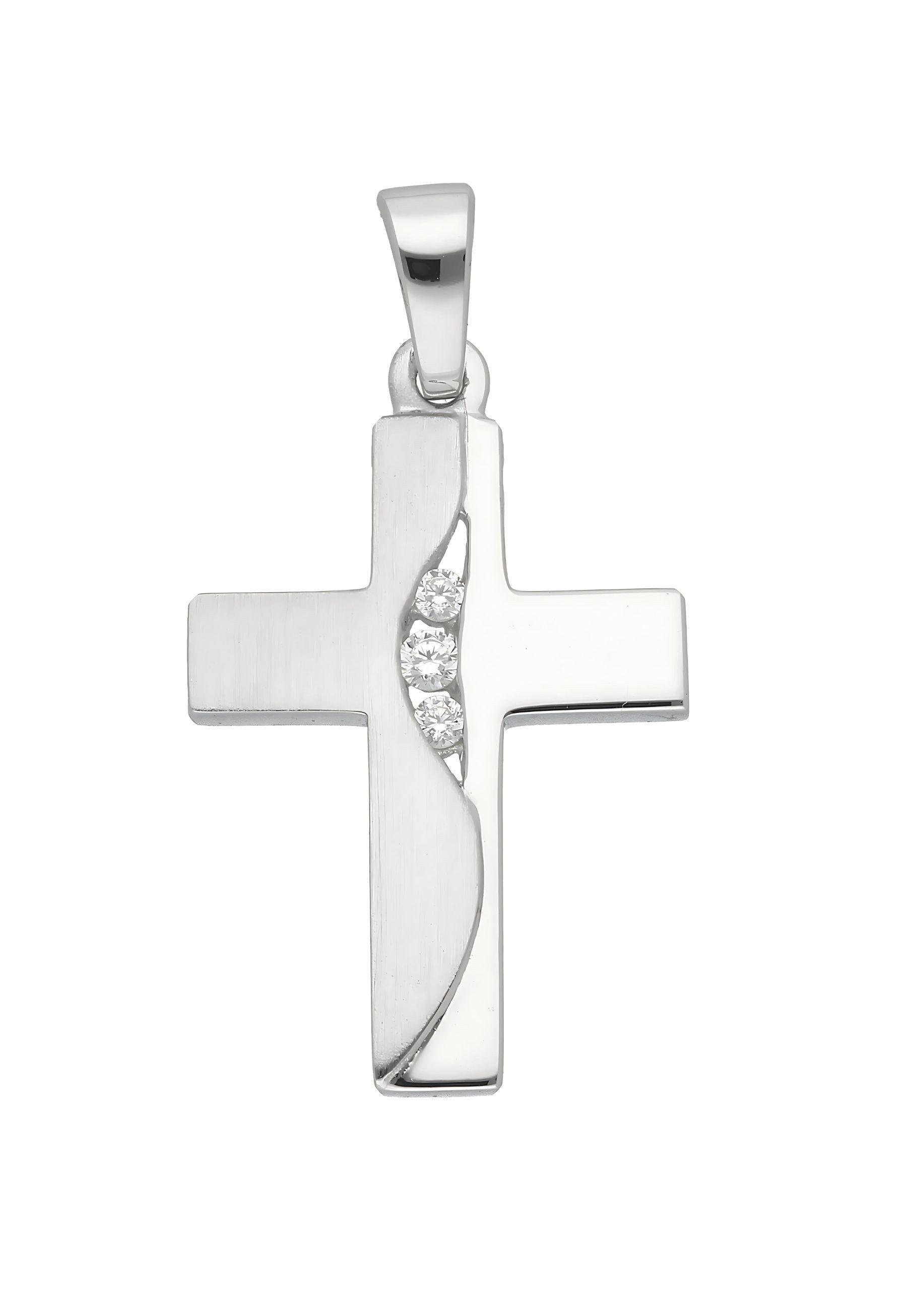 Kreuzanhänger Damen & Herren 925 Silber Kreuz Anhänger mit Zirkonia