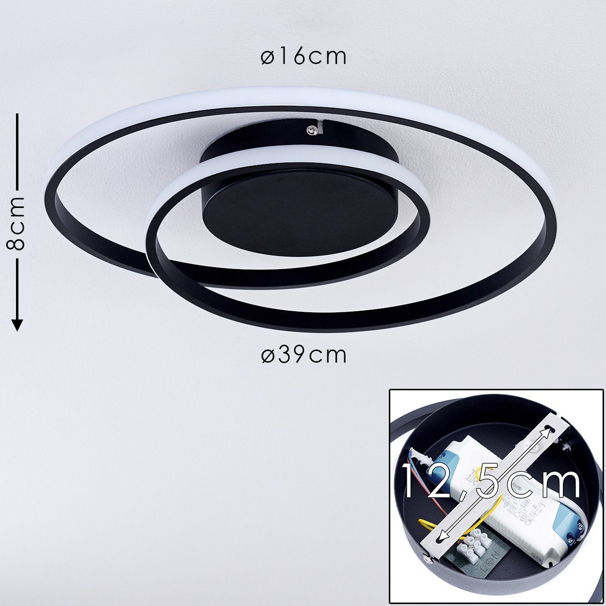 hofstein Deckenleuchte »Apagni« dimmbare Deckenlampe aus Metall in Schwarz/Weiß, 3000 Kelvin, 2200 Lumen, dimmbar über Lichtschalter, mit tollem Lichteffekt
