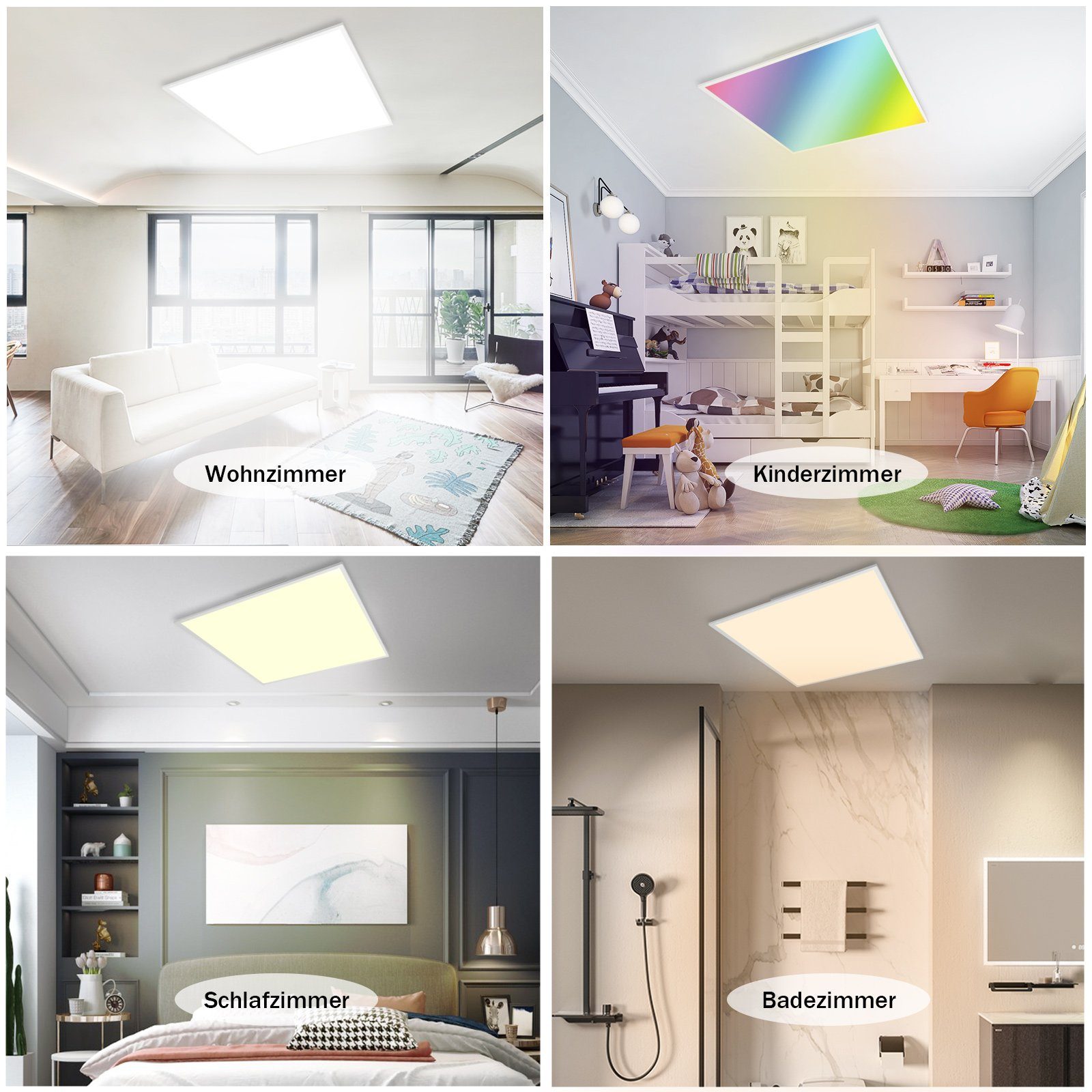 Kinderzimmer für Weiß, Deckenlampe Deckenleuchte Küche Wohnzimmer fest Dimmbar LED Farbwechsel,Dimmbar LED RGB RGB Schlafzimmer integriert, Nettlife Fernbedienung, Eckig mit