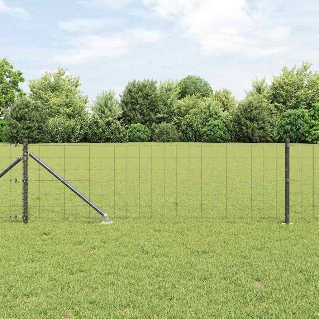 furnicato Zaun Outdoor-Zaunpaneel Set 2500 x 3,2 x 80 cm Grau Stahl, (1-St), Wetterfester Maschendrahtzaun mit Pfosten und stabilen Spannern