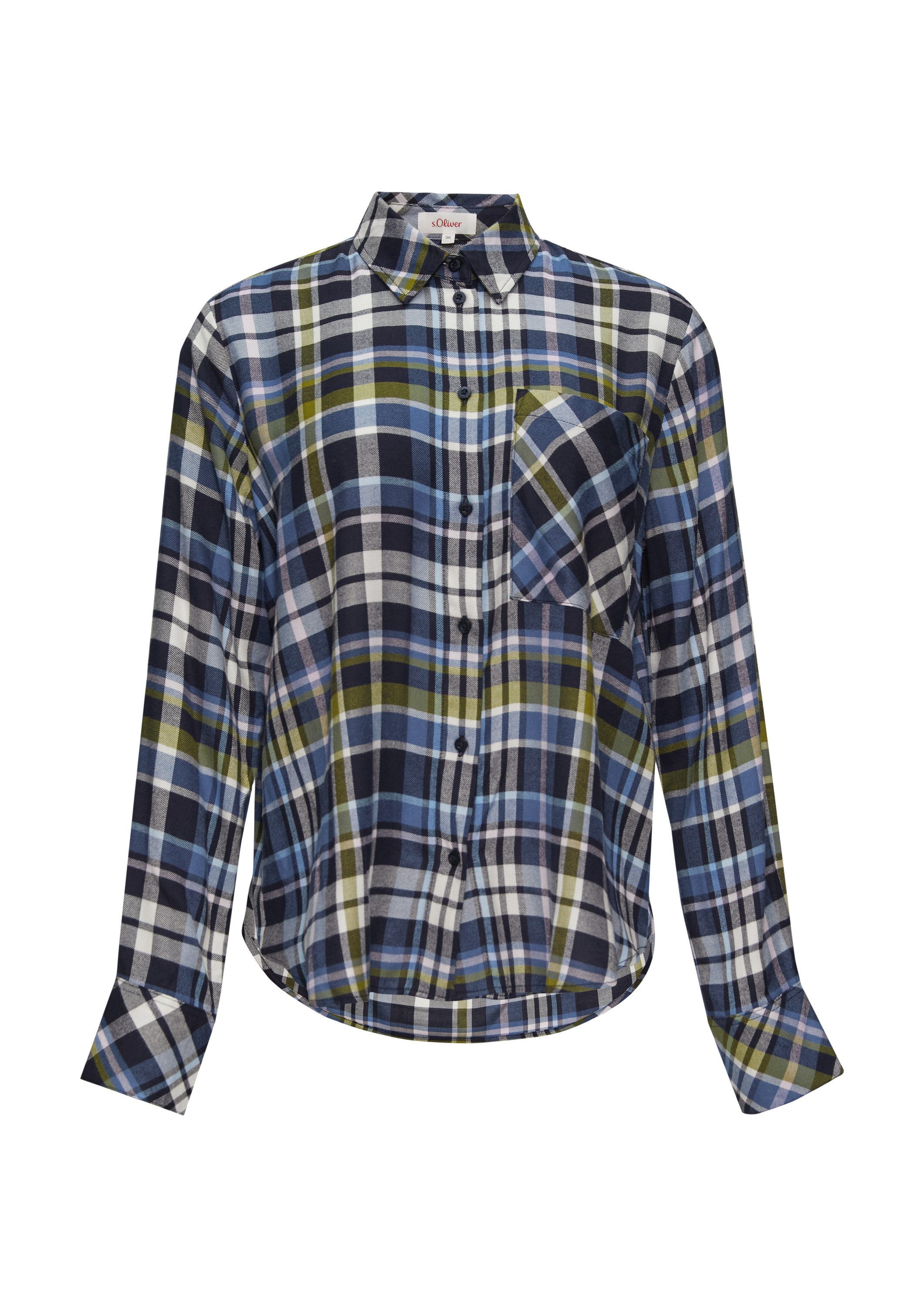 s.Oliver Langarmbluse Bluse Karierte Hemdbluse aus Viskosemix günstig online kaufen
